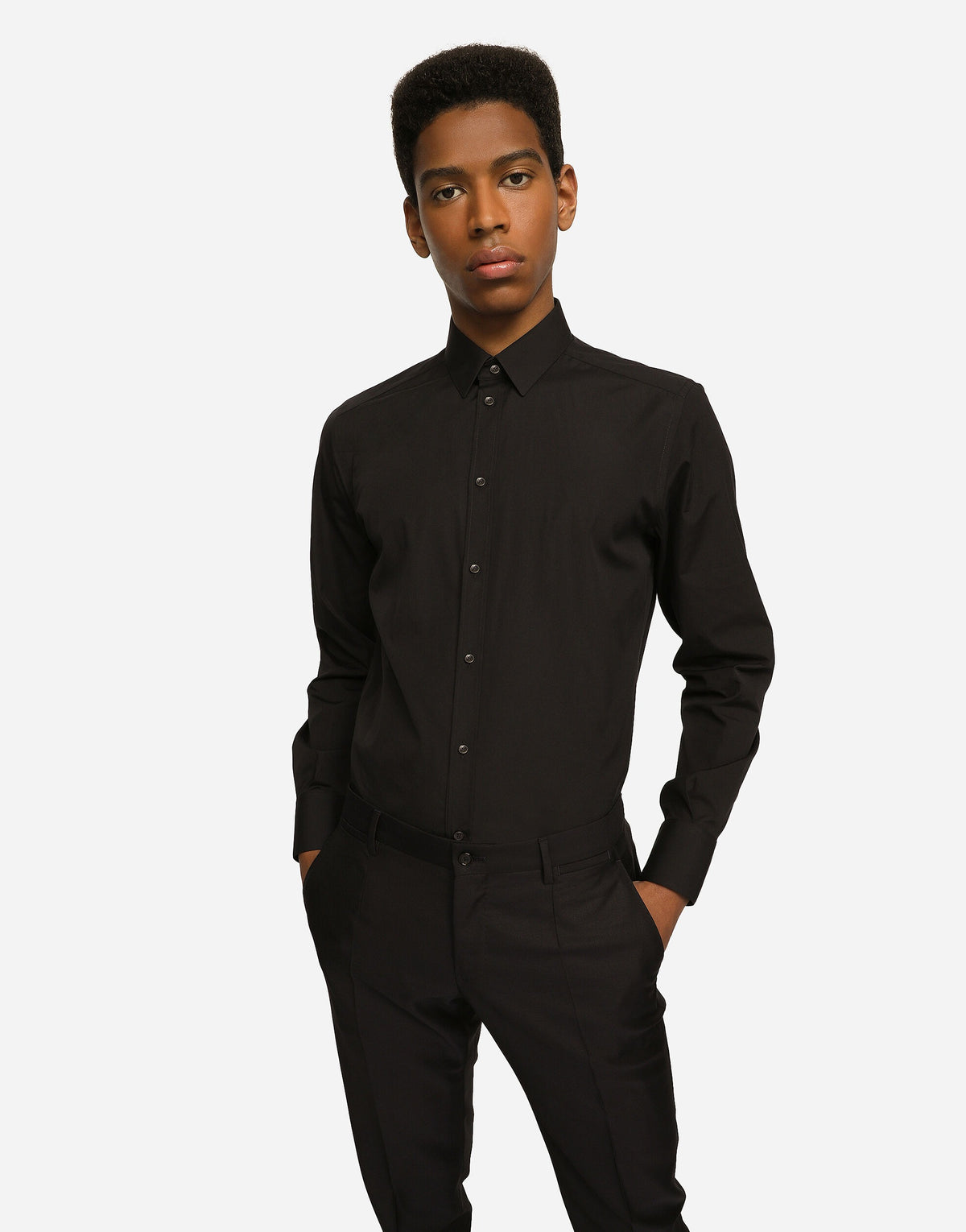 Stretch Poplin Gold-Fit Shirt-DOLCE&GABBANA-Verso