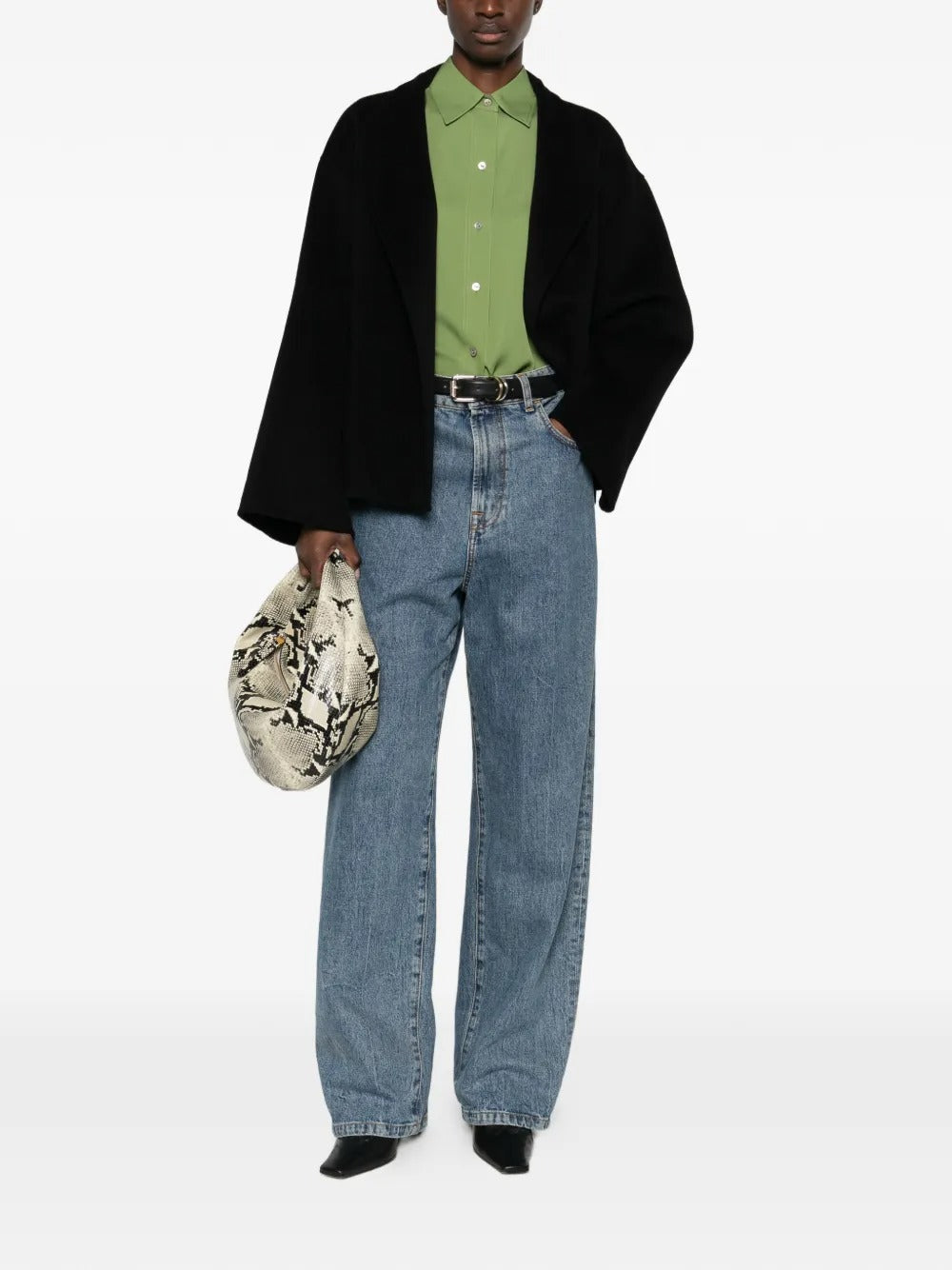 Stretch-silk Button-front Blouse-VINCE-Verso