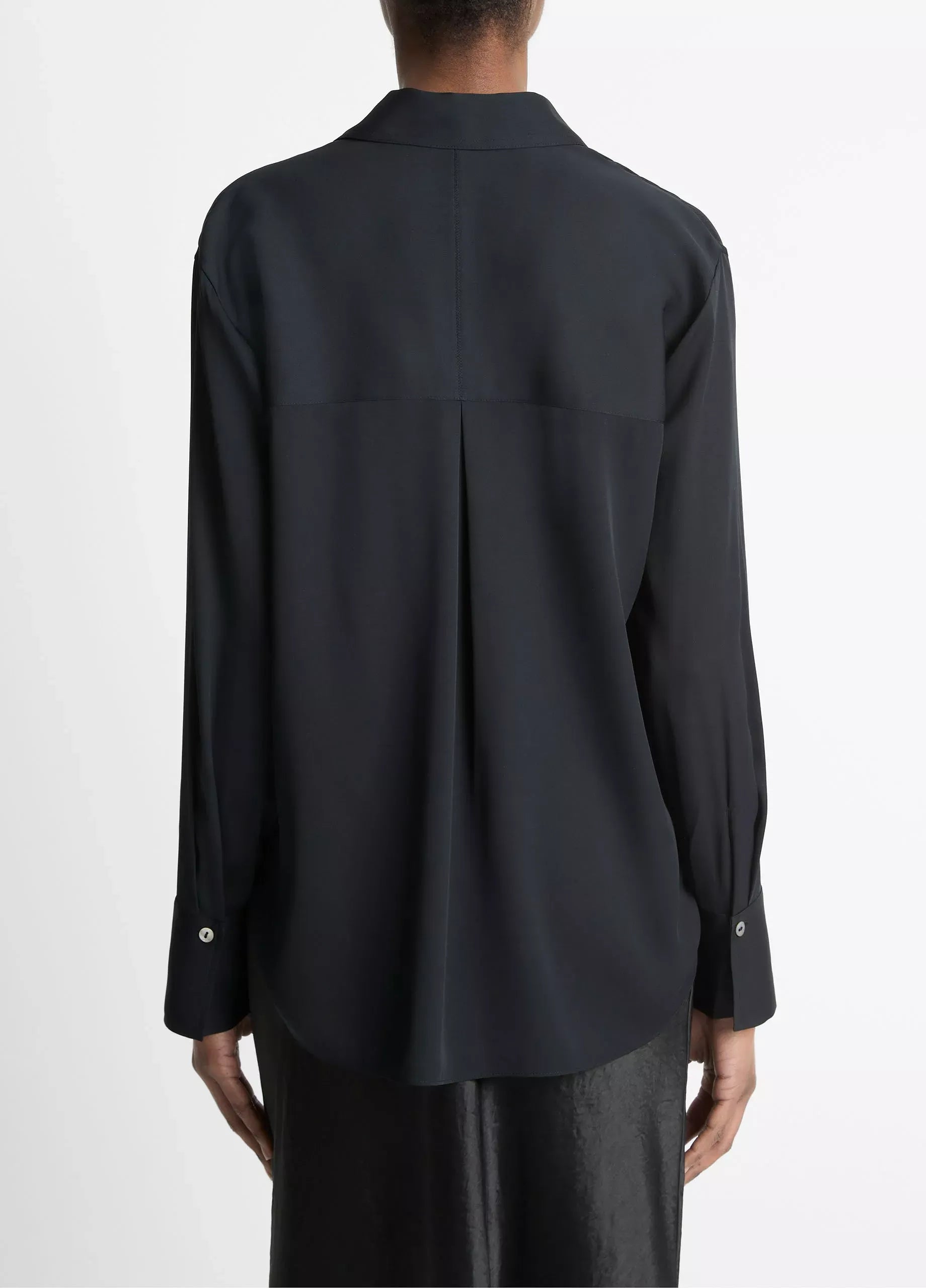 Stretch-silk button-front blouse-VINCE-Verso