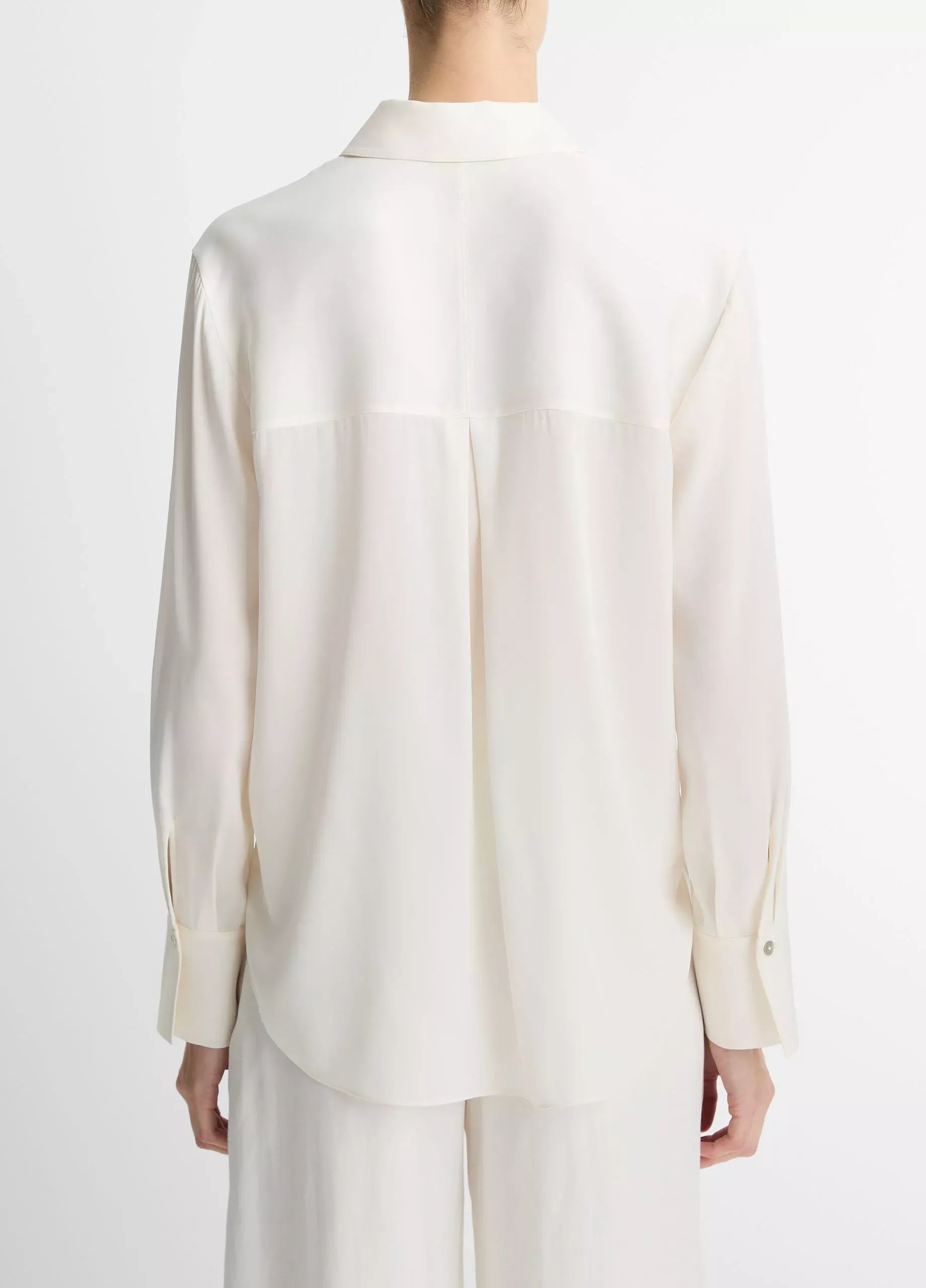 Stretch-silk button-front blouse-VINCE-Verso
