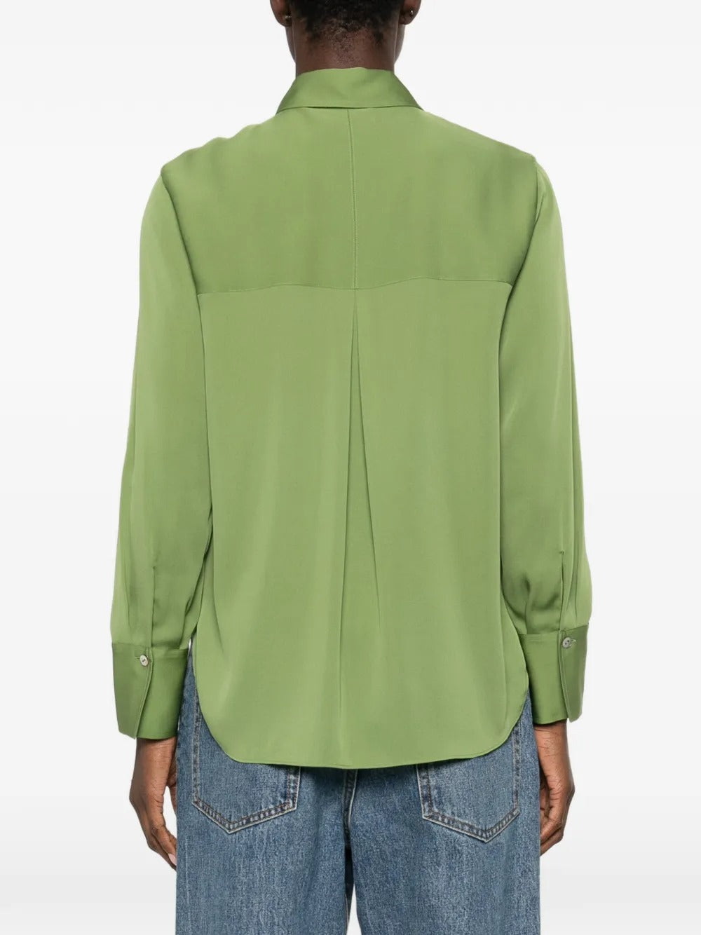 Stretch-silk Button-front Blouse-VINCE-Verso