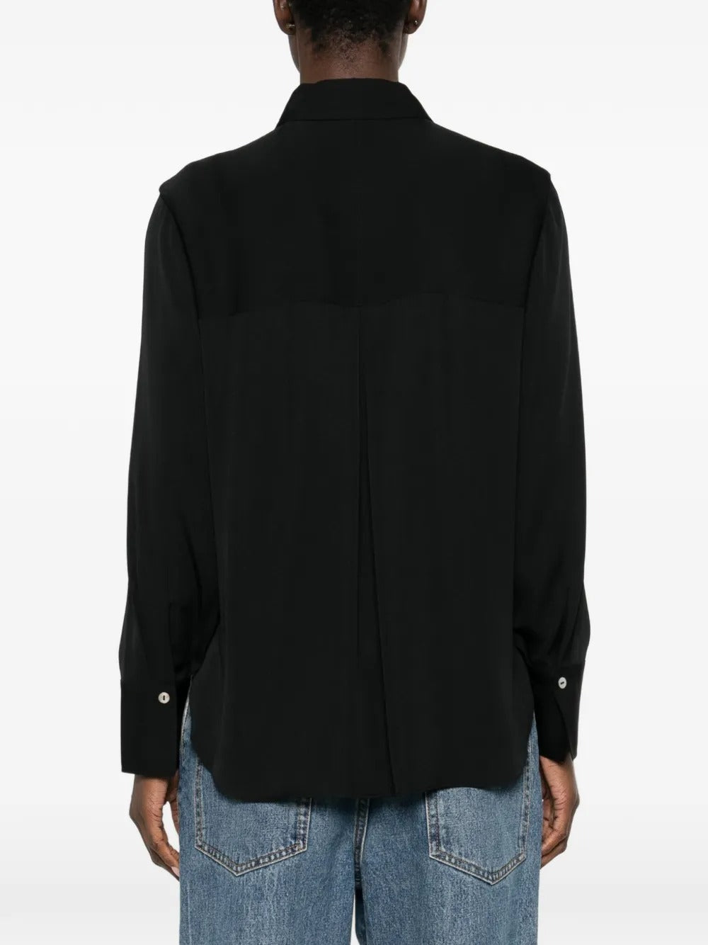 Stretch-silk Button-front Blouse-VINCE-Verso