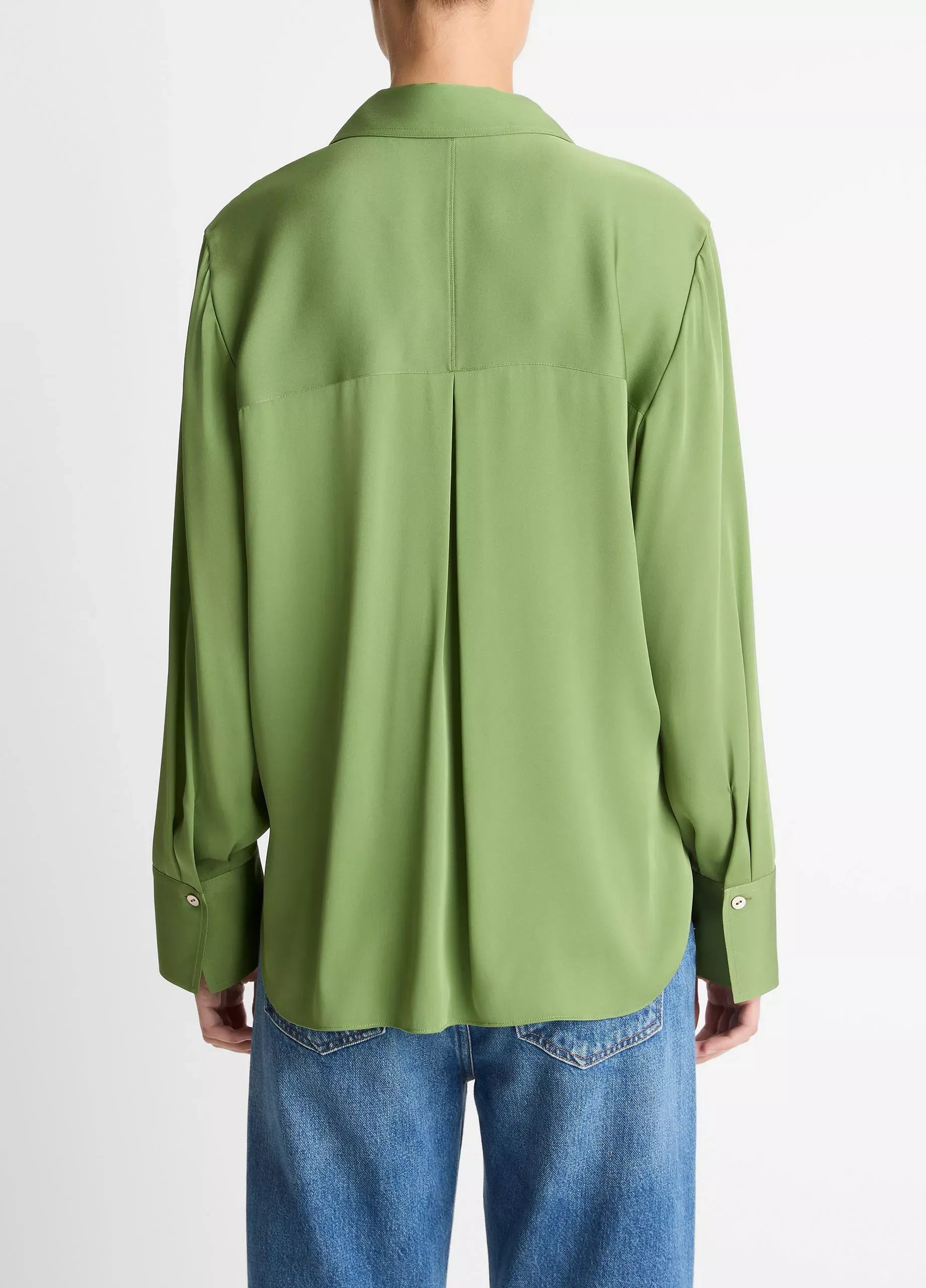 Stretch-silk button-front blouse-VINCE-Verso