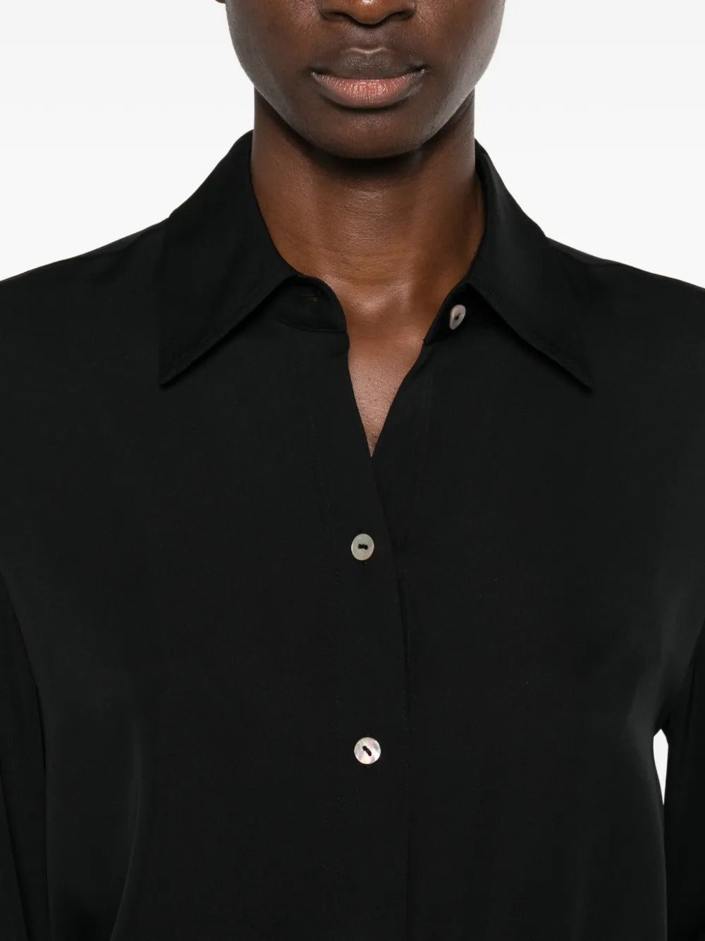 Stretch-silk Button-front Blouse-VINCE-Verso