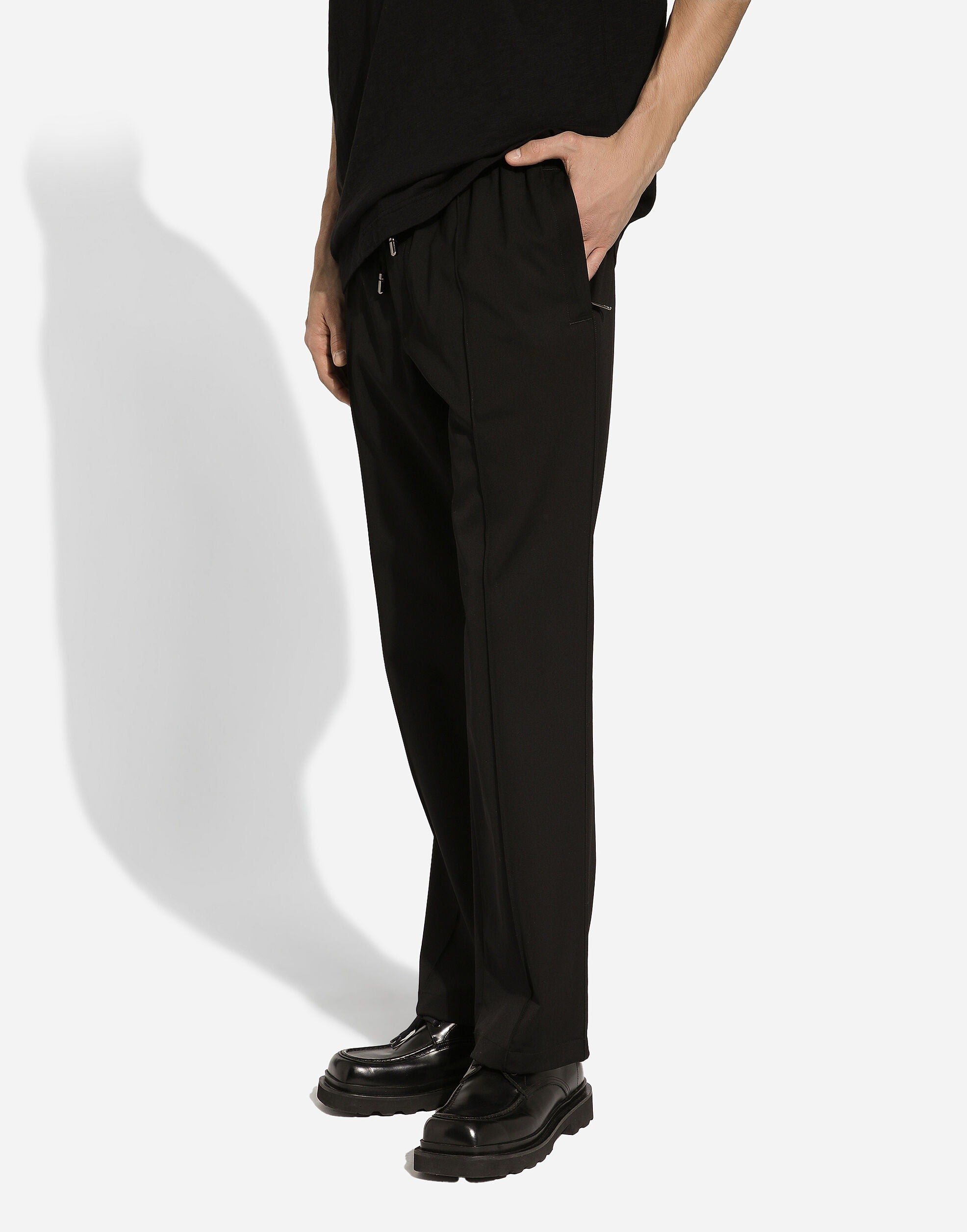Stretch wool jogging pants-DOLCE&GABBANA-Verso