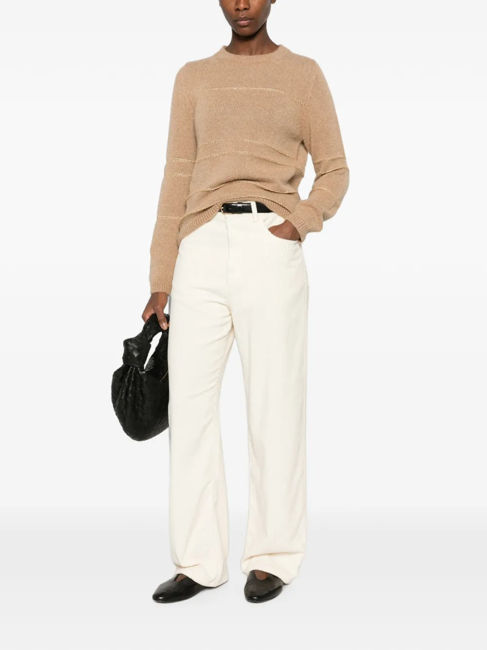 Stripe-detail crew-neck sweater-FABIANA FILIPPI-Verso