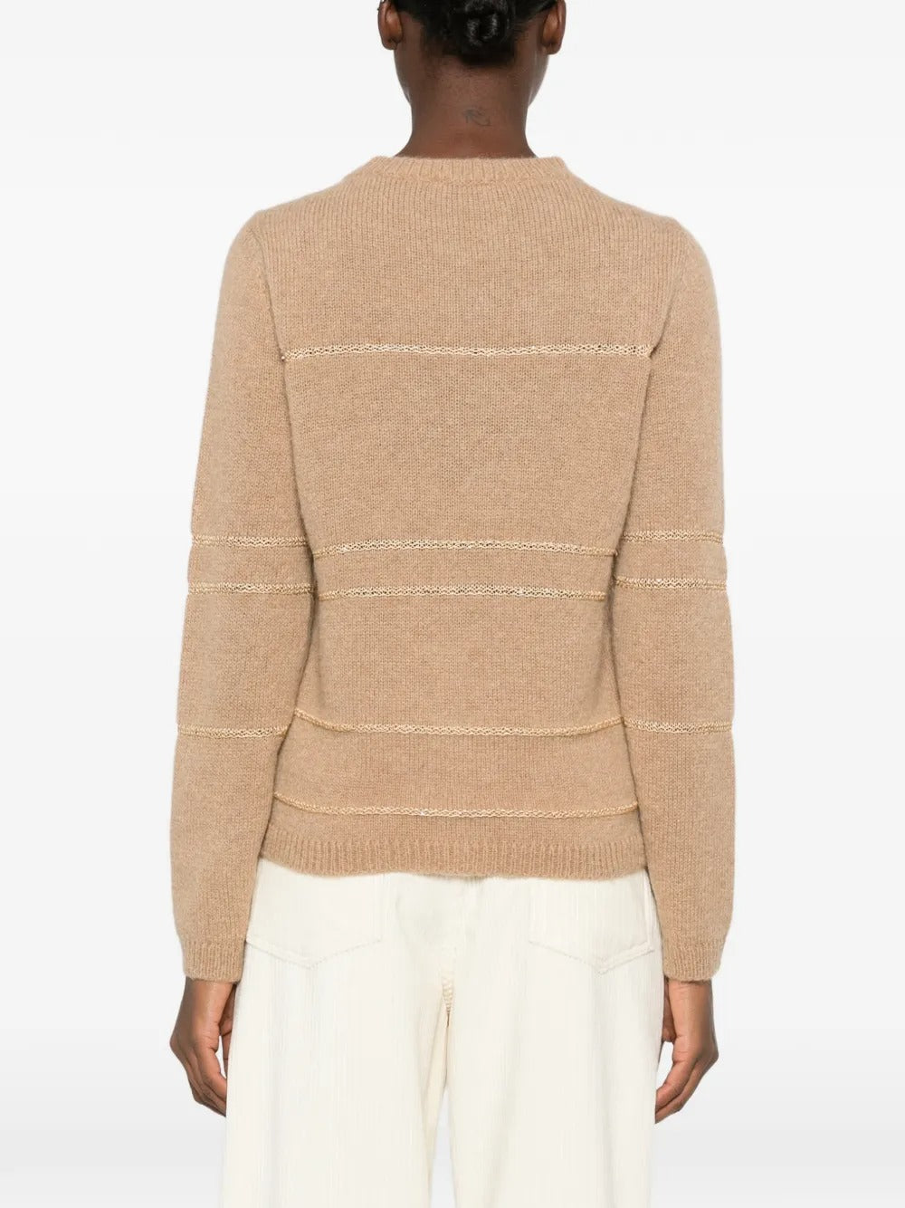 Stripe-detail crew-neck sweater-FABIANA FILIPPI-Verso