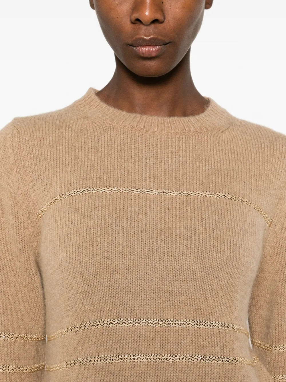 Stripe-detail crew-neck sweater-FABIANA FILIPPI-Verso