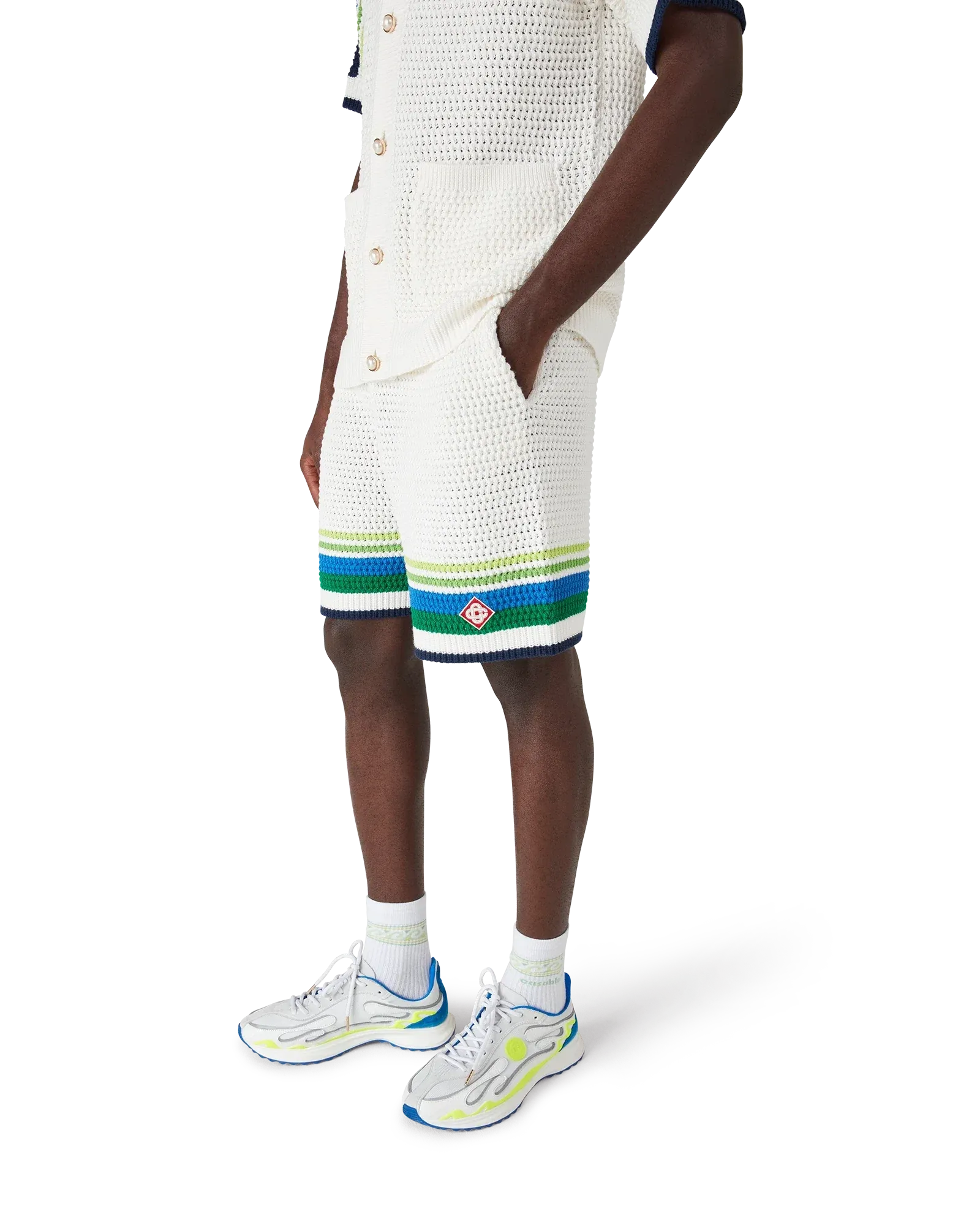 Stripe knitted shorts-CASABLANCA-Verso