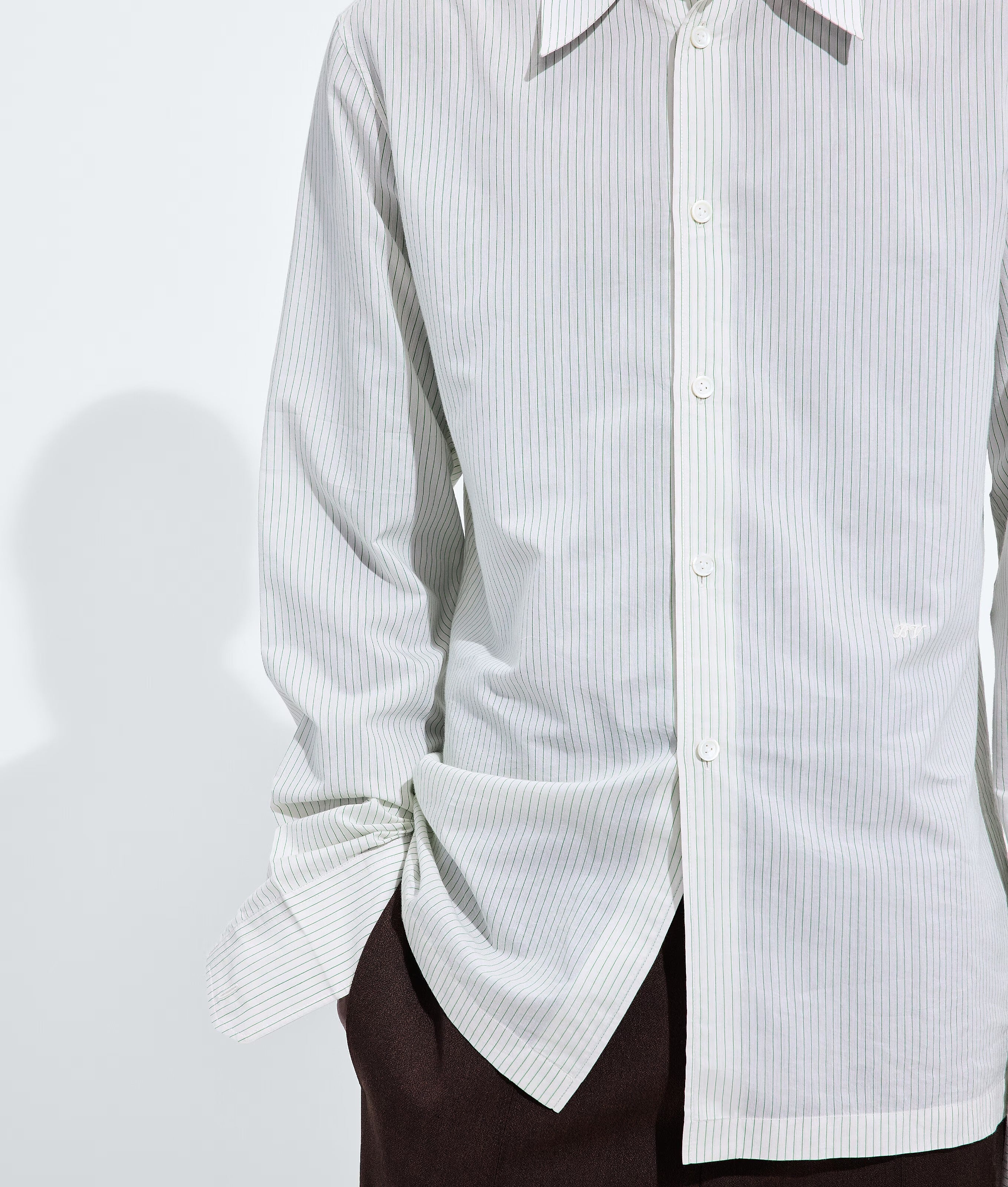 Striped cotton and cupro shirt-BOTTEGA VENETA-Verso