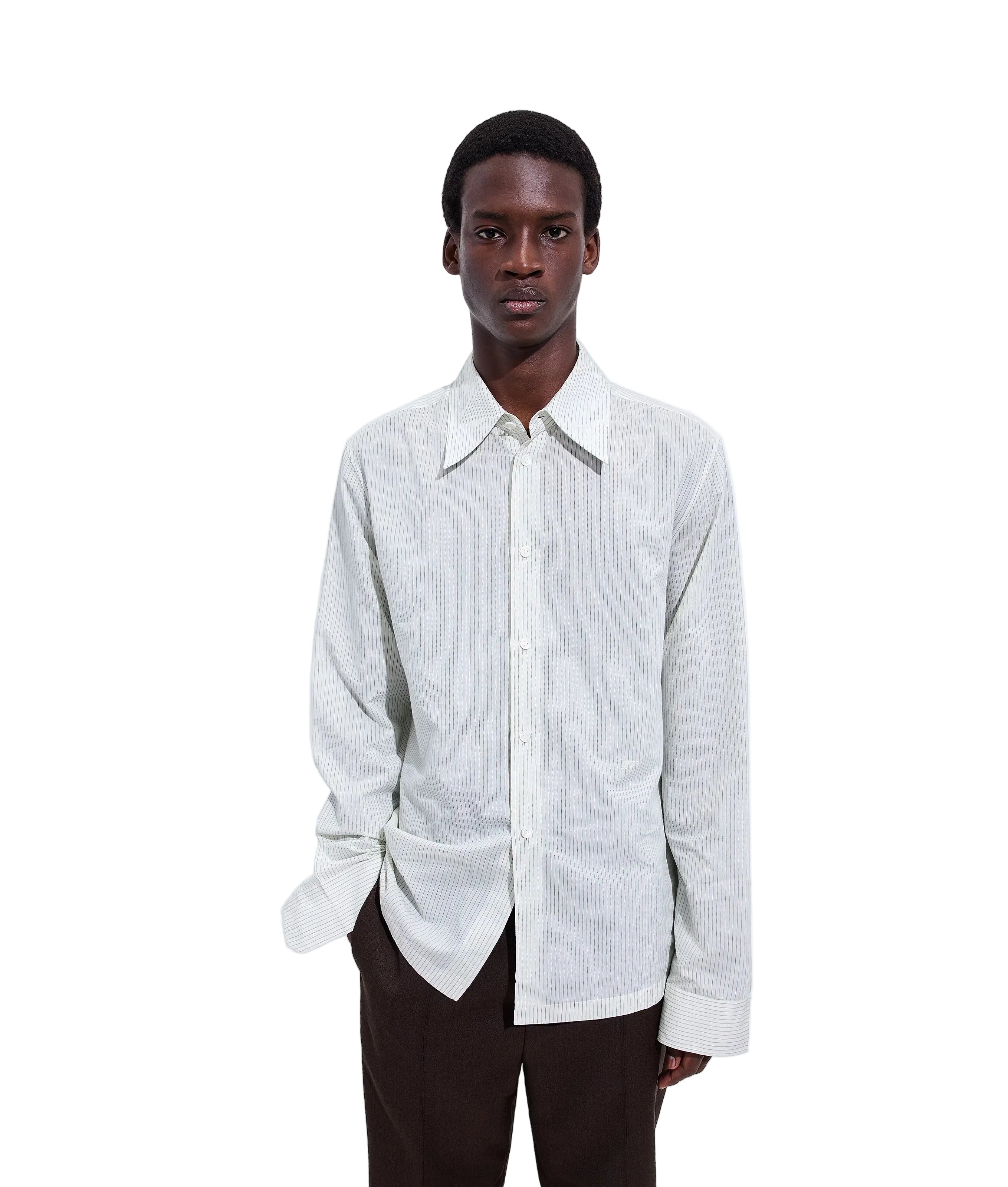 Striped cotton and cupro shirt-BOTTEGA VENETA-Verso