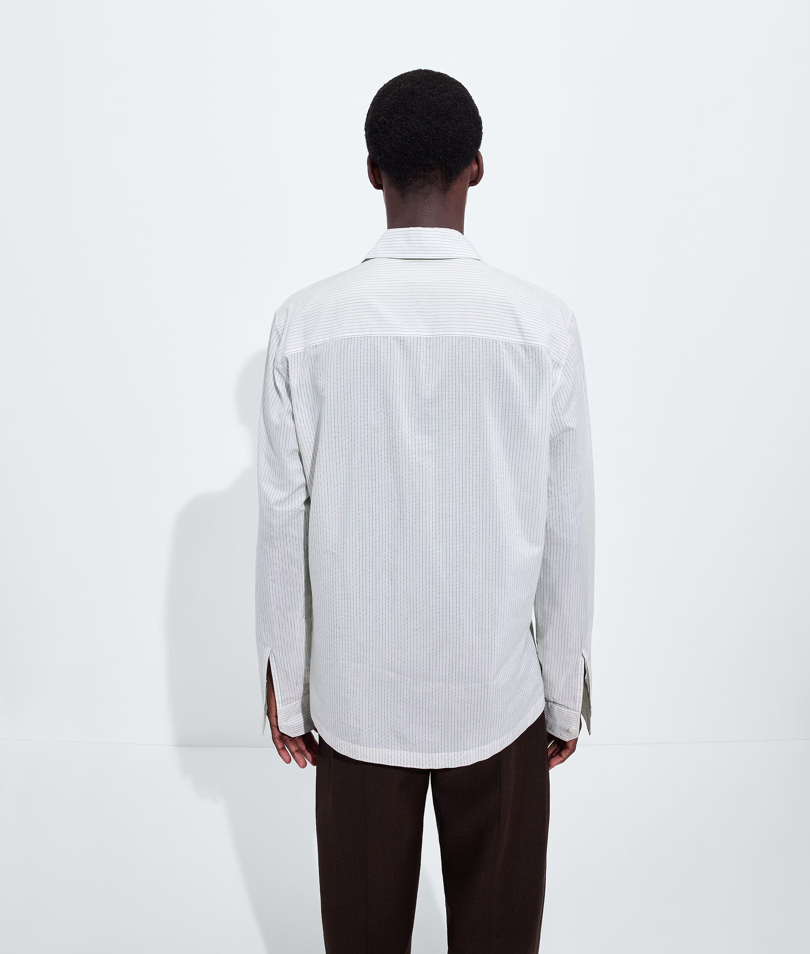 Striped cotton and cupro shirt-BOTTEGA VENETA-Verso