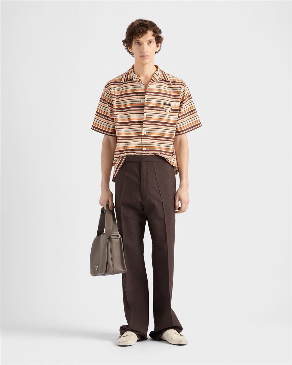 STRIPED COTTON AND SILK BOWLING SHIRT-PRADA-Verso