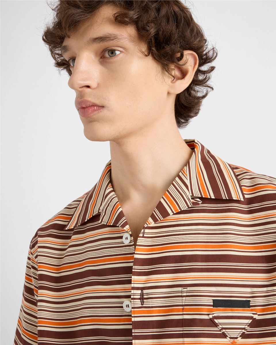 STRIPED COTTON AND SILK BOWLING SHIRT-PRADA-Verso