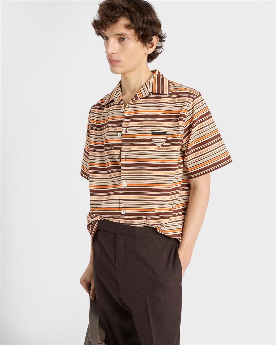 STRIPED COTTON AND SILK BOWLING SHIRT-PRADA-Verso