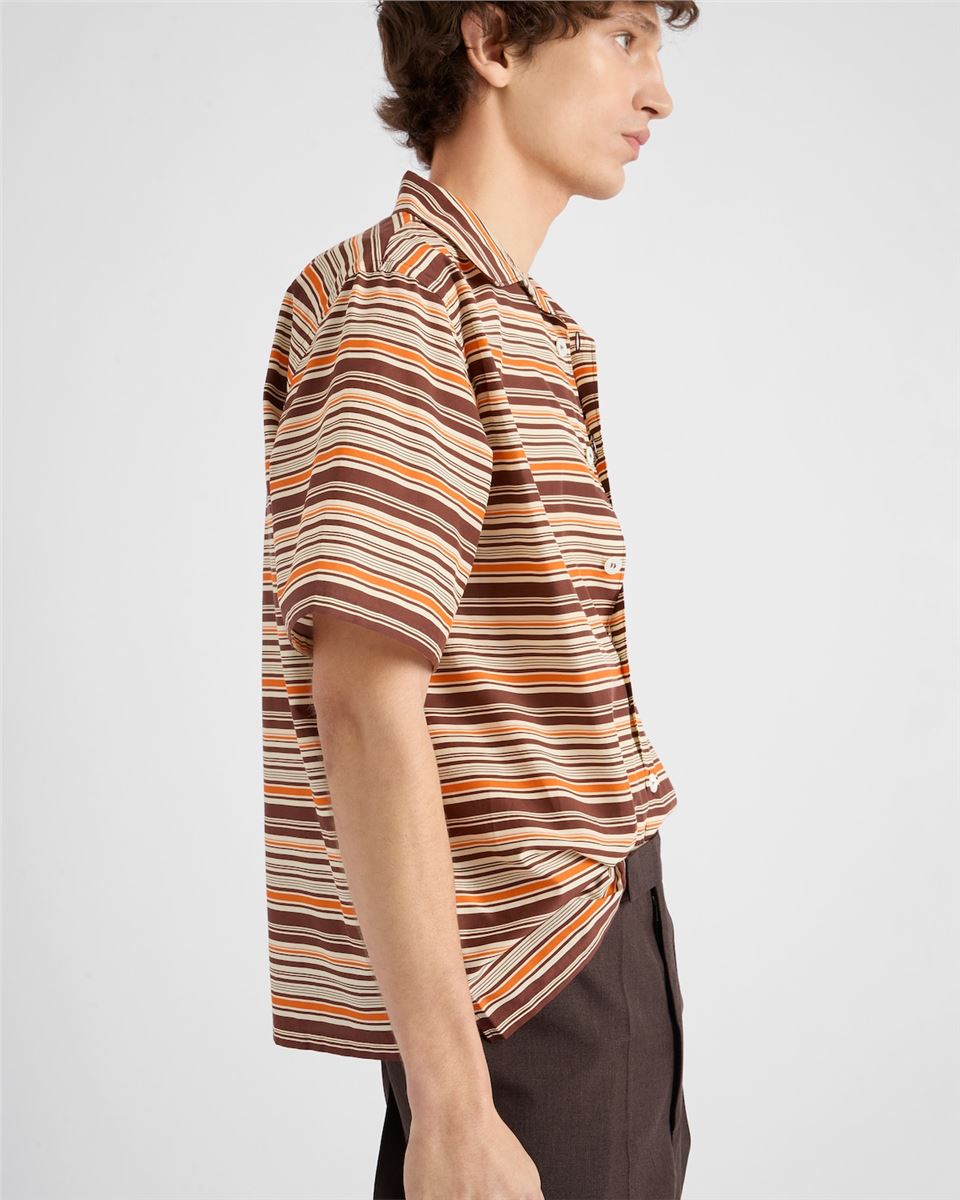 STRIPED COTTON AND SILK BOWLING SHIRT-PRADA-Verso