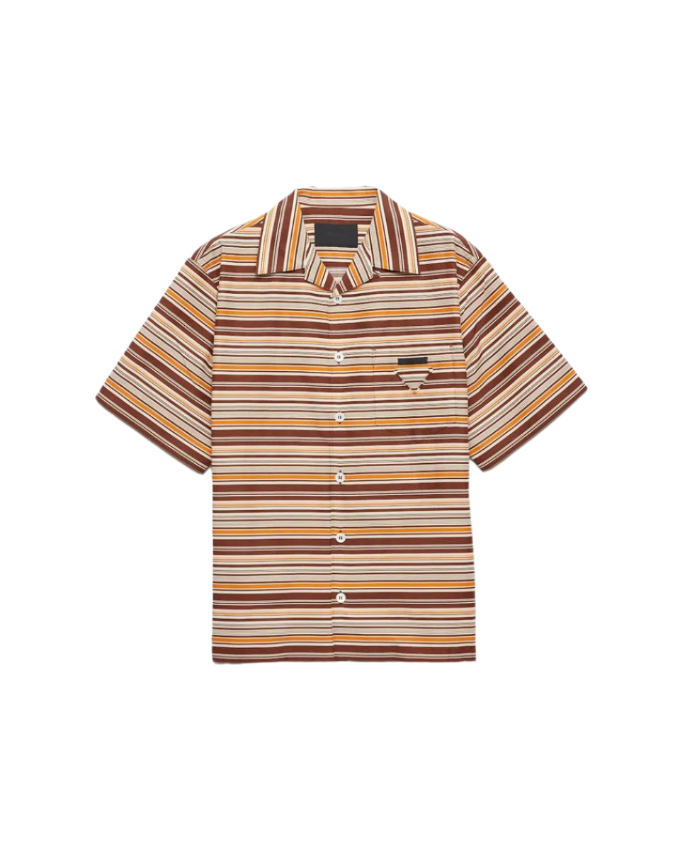 STRIPED COTTON AND SILK BOWLING SHIRT-PRADA-Verso