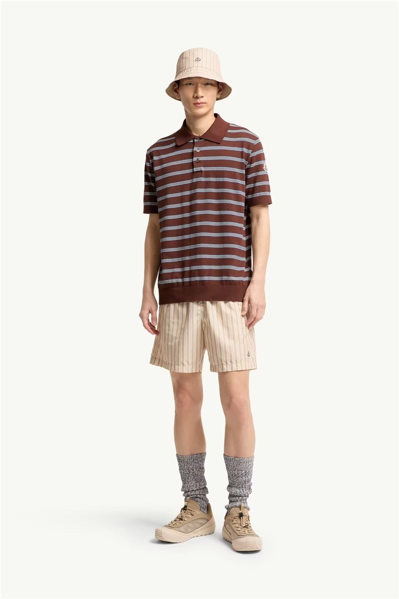 Striped Cotton Polo Shirt-MONCLER-Verso