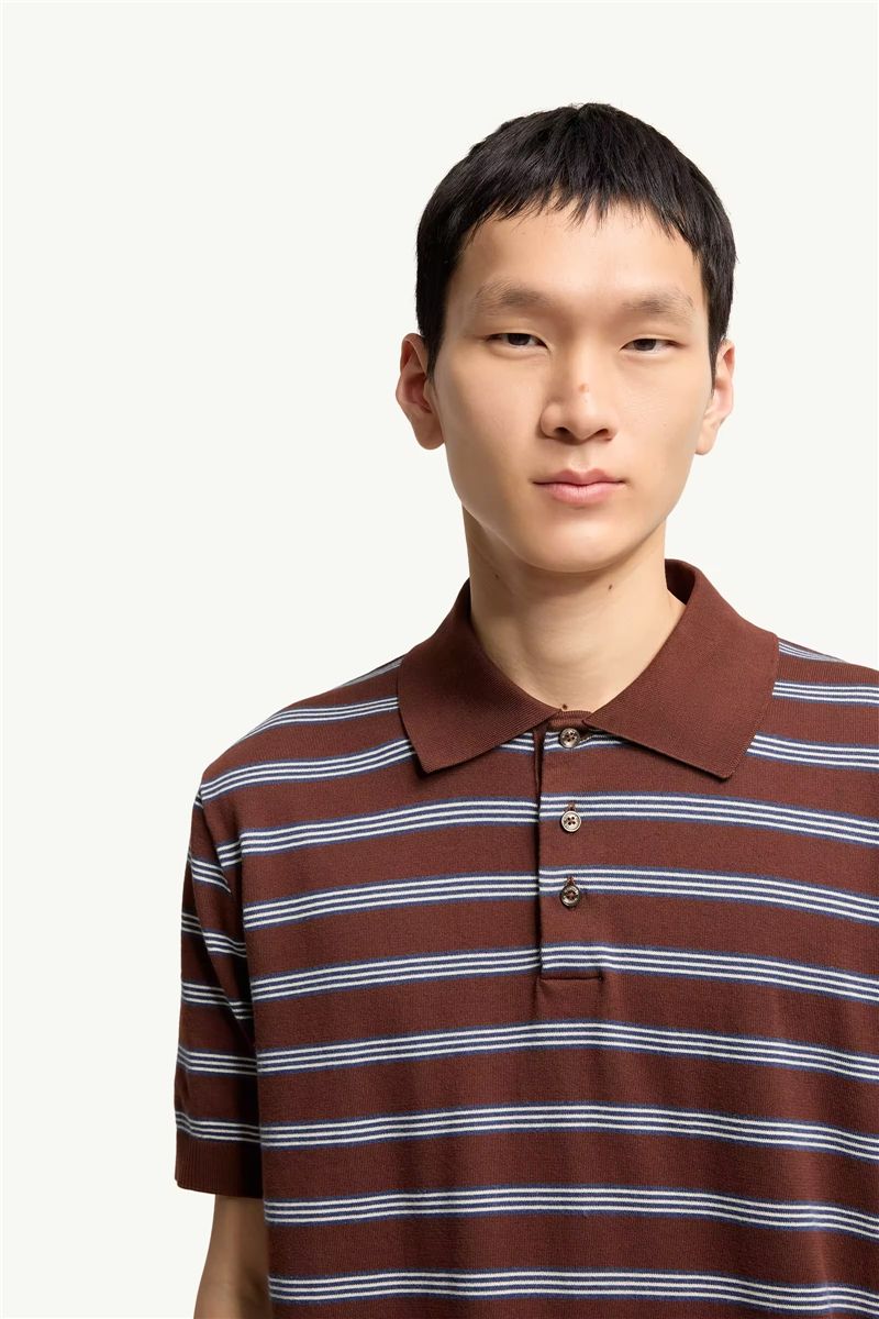 Striped Cotton Polo Shirt-MONCLER-Verso