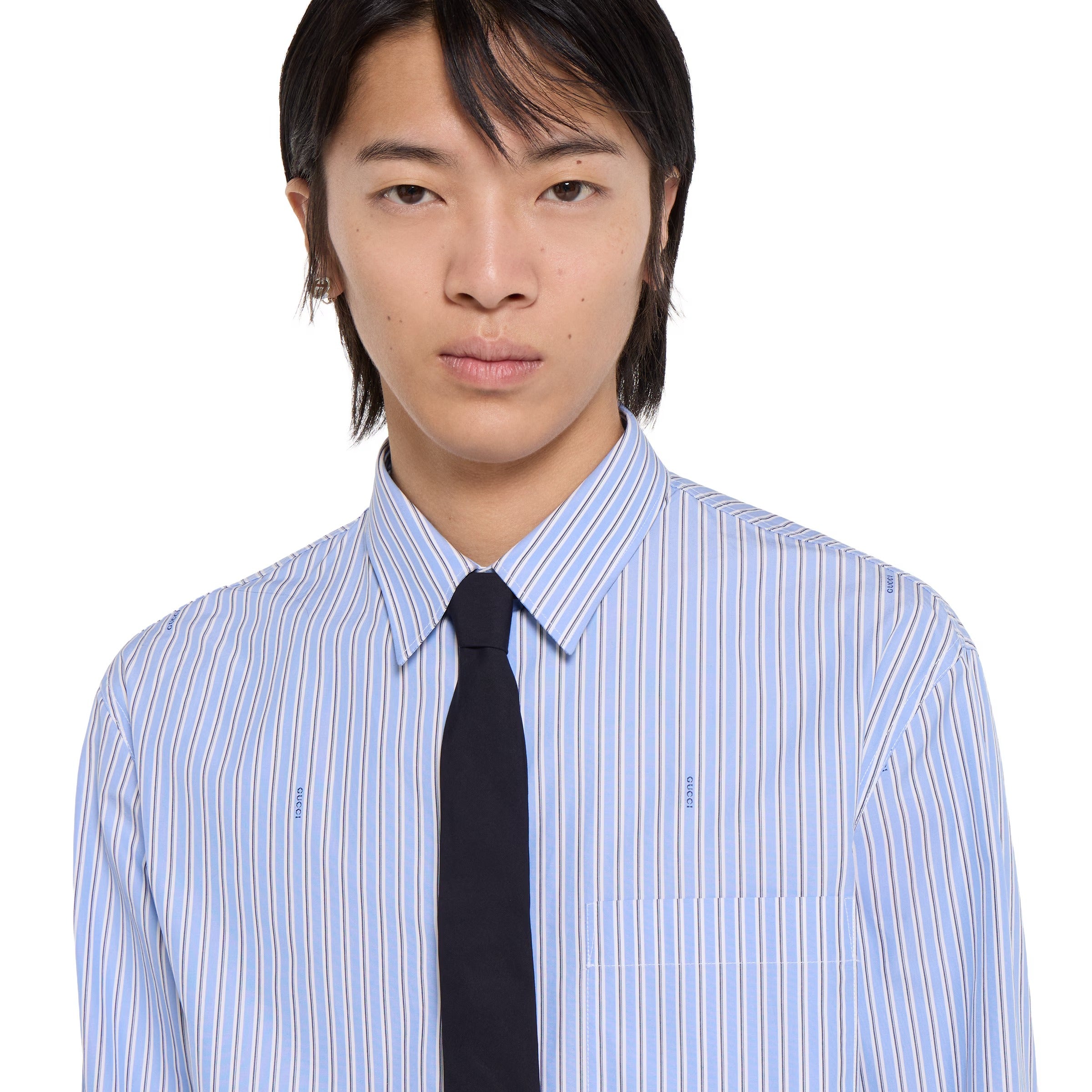 Striped cotton poplin shirt-GUCCI-Verso