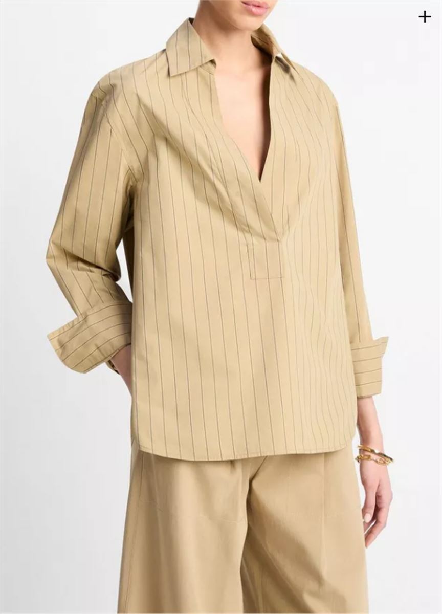 STRIPED COTTON RELAXED POPOVER SHIRT-VINCE-Verso