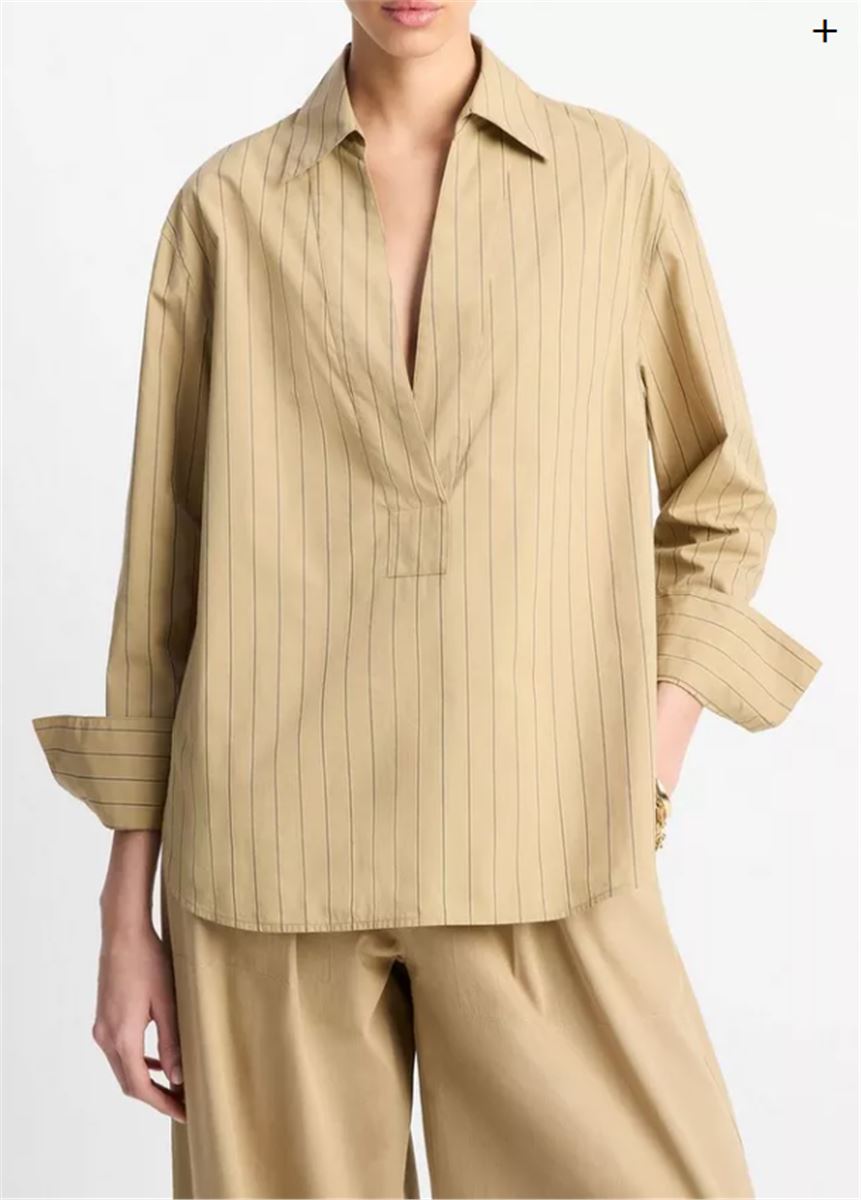 STRIPED COTTON RELAXED POPOVER SHIRT-VINCE-Verso