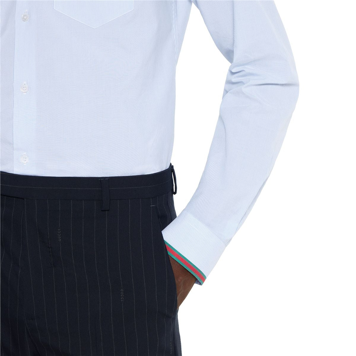 Striped cotton shirt with web-GUCCI-Verso