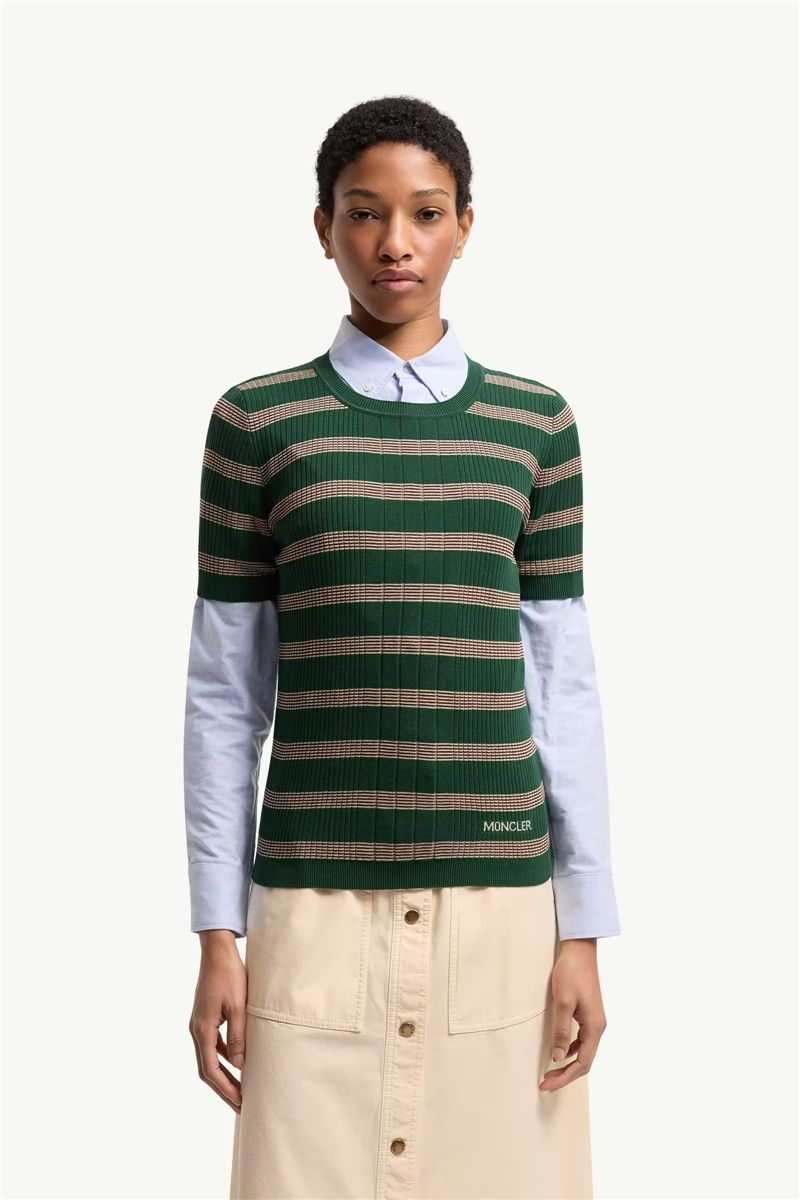 Striped Cotton T-shirt-MONCLER-Verso