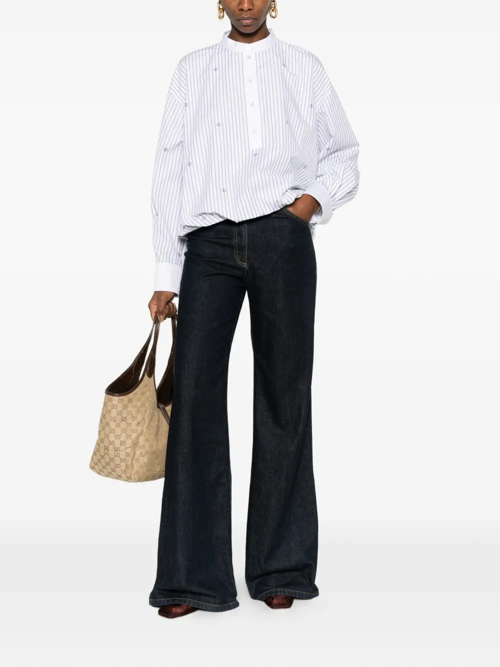 Striped Embroidery Blouse-GUCCI-Verso