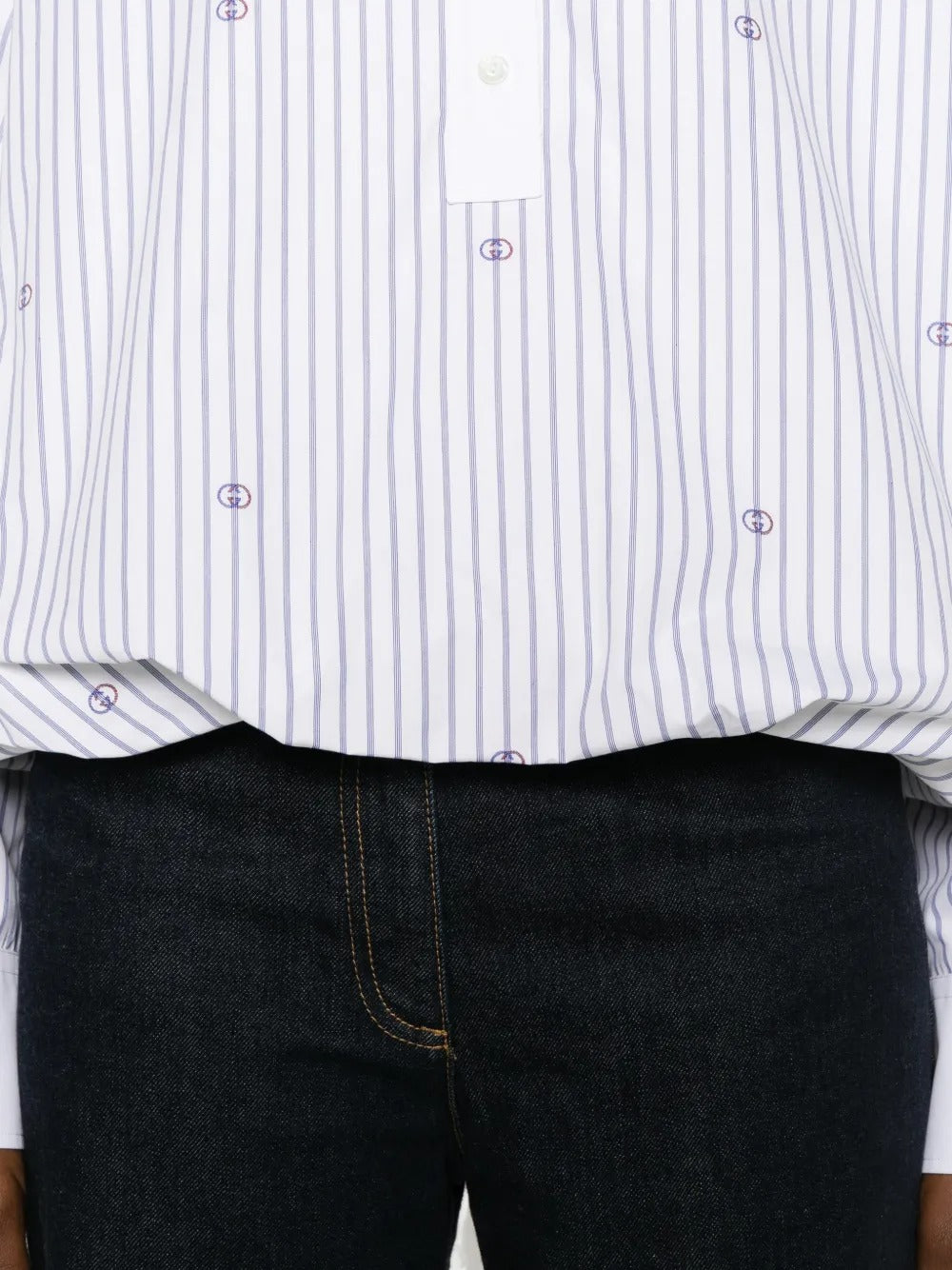 Striped Embroidery Blouse-GUCCI-Verso