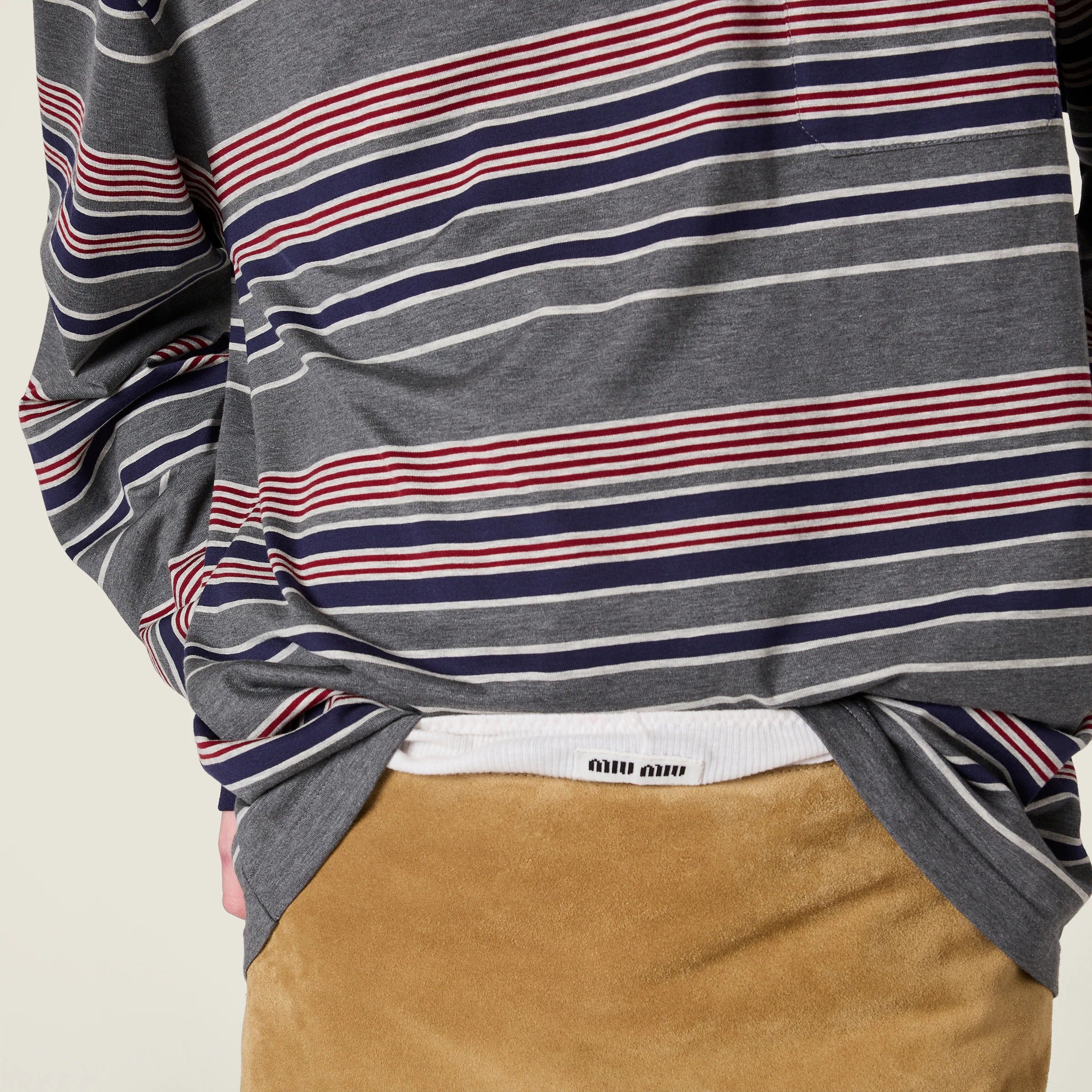 Striped jersey t-shirt-MIU MIU-Verso