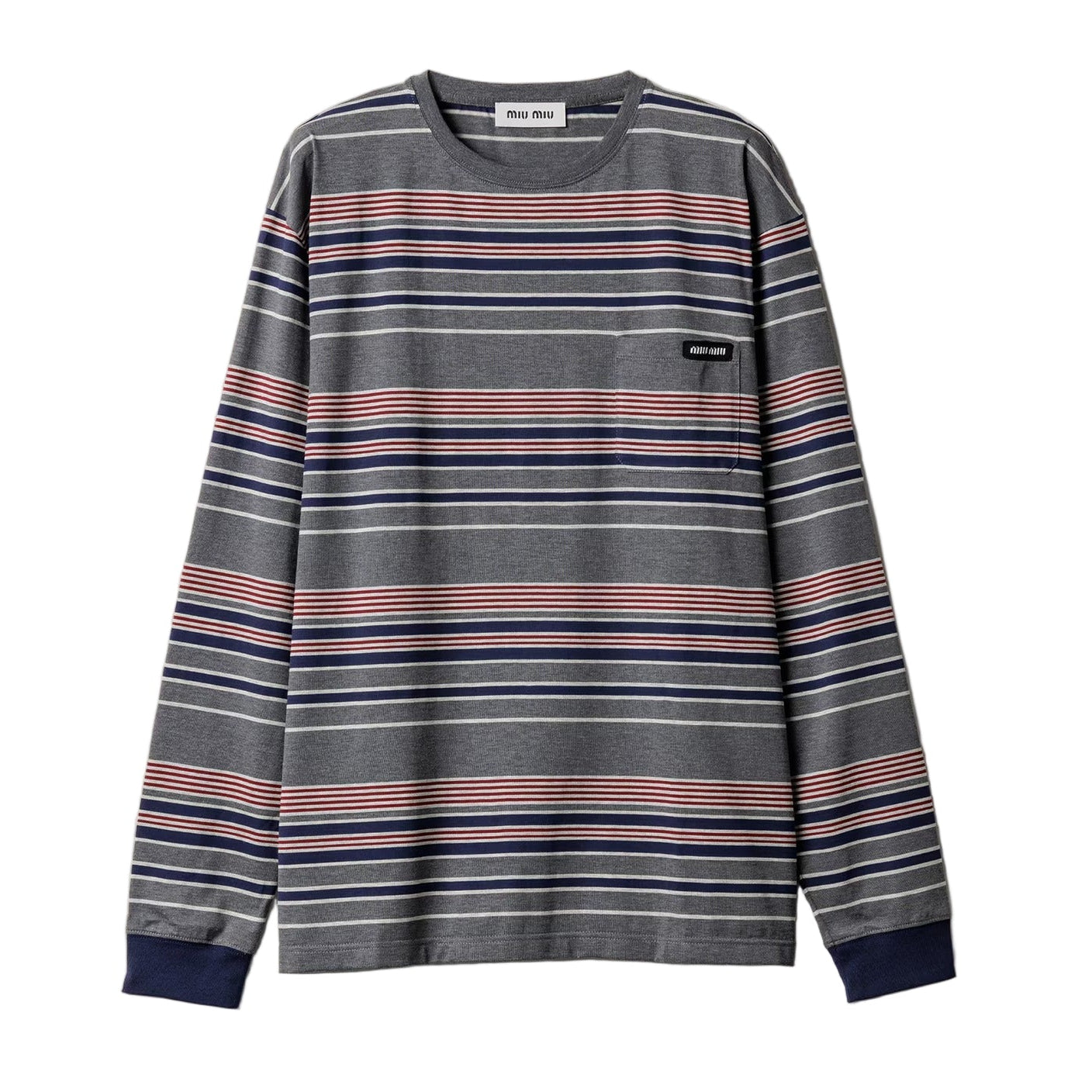 Striped jersey t-shirt-MIU MIU-Verso