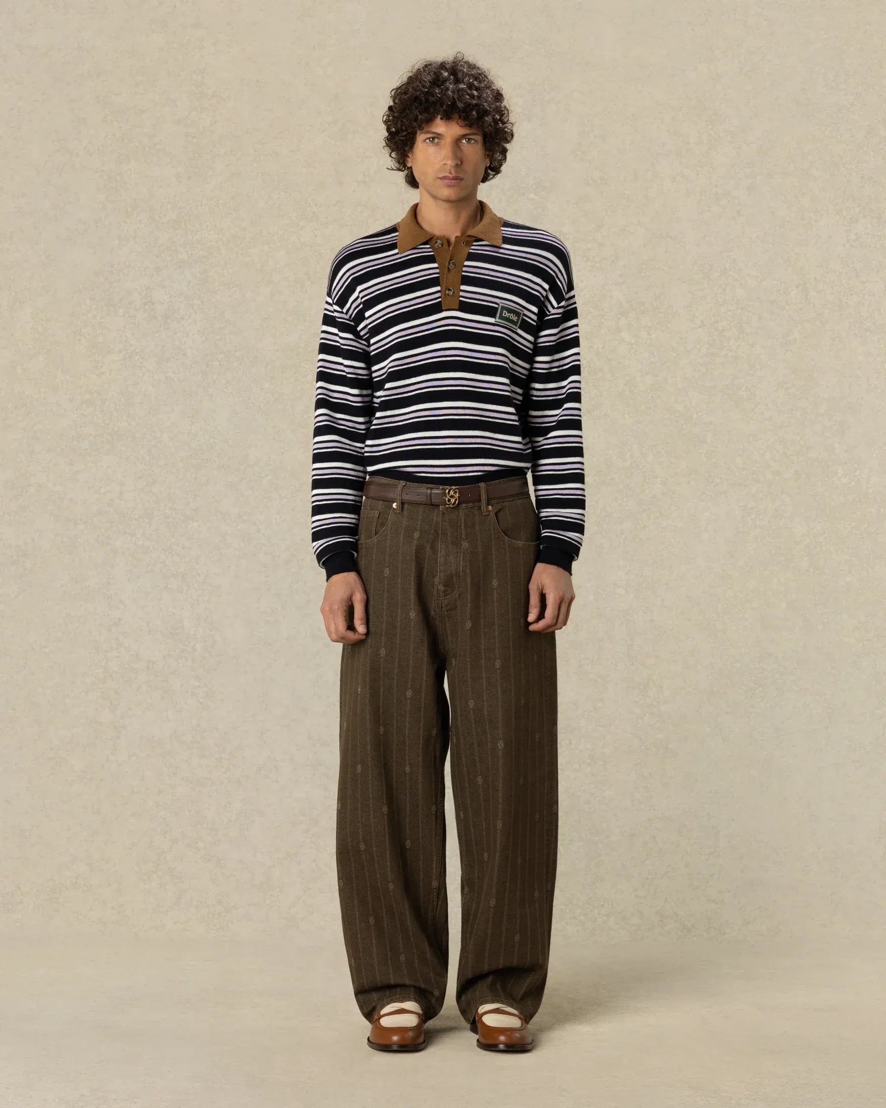 Striped knitwear longsleeve polo-DRÔLE DE MONSIEUR-Verso