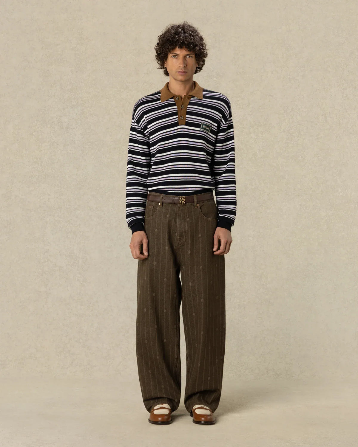 Striped knitwear longsleeve polo-DRÔLE DE MONSIEUR-Verso