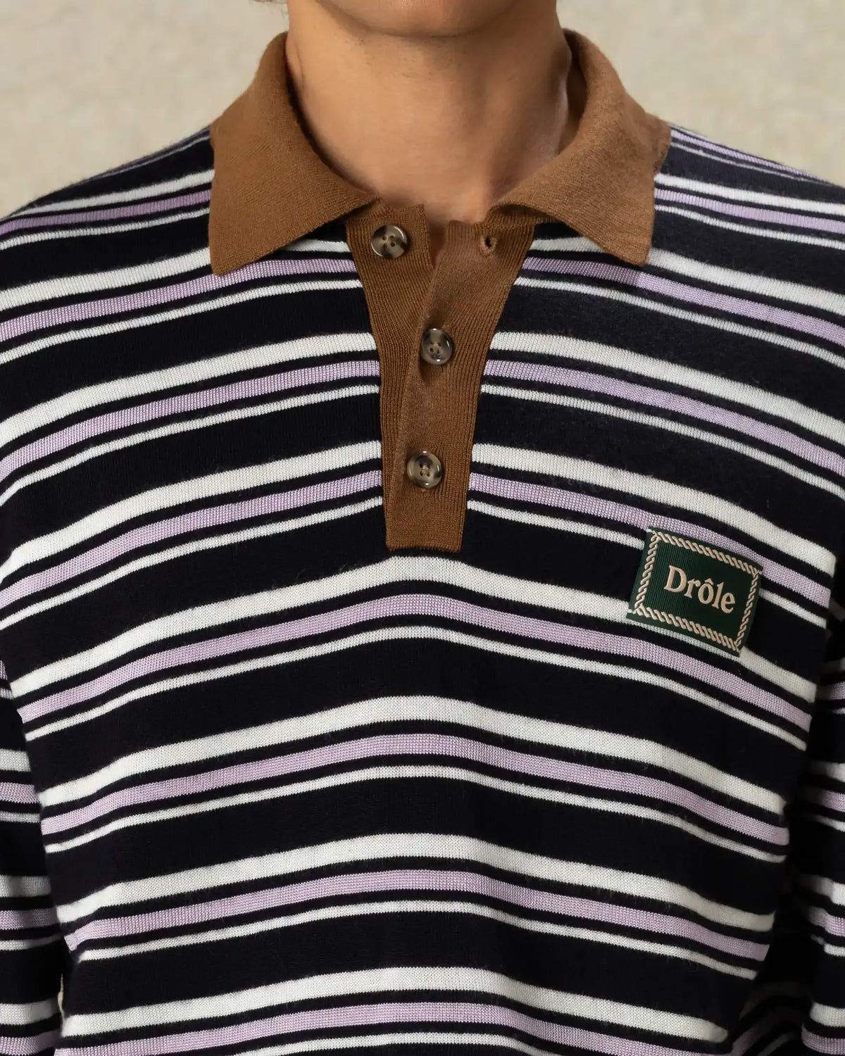 Striped knitwear longsleeve polo-DRÔLE DE MONSIEUR-Verso