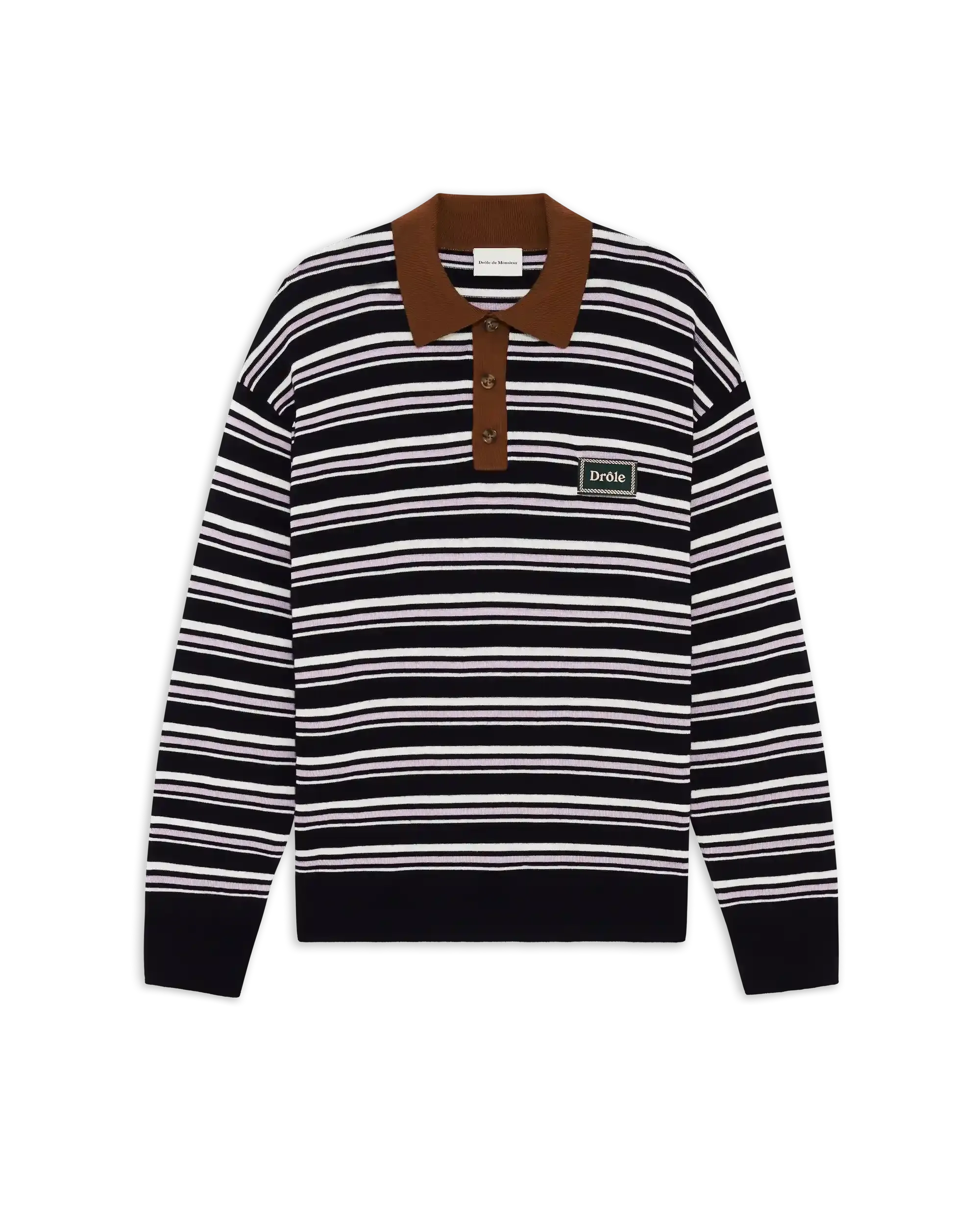 Striped knitwear longsleeve polo-DRÔLE DE MONSIEUR-Verso