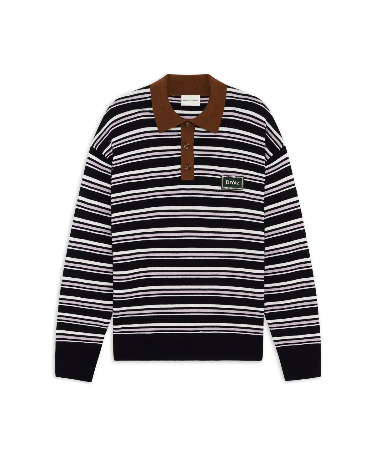 Striped knitwear longsleeve polo-DRÔLE DE MONSIEUR-Verso