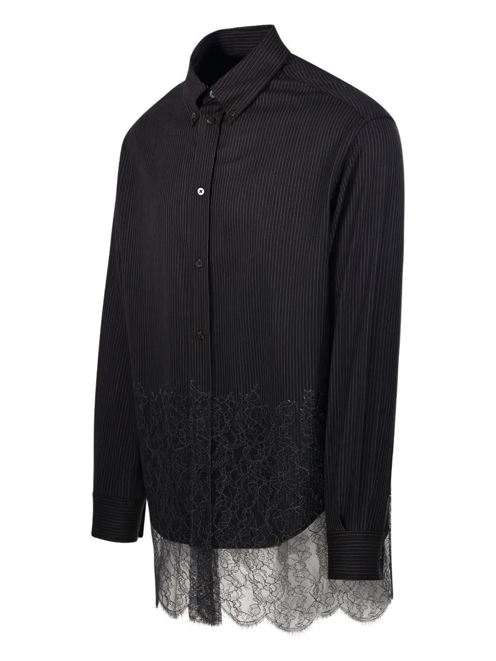 Striped lace-detailing shirt-FENDI-Verso