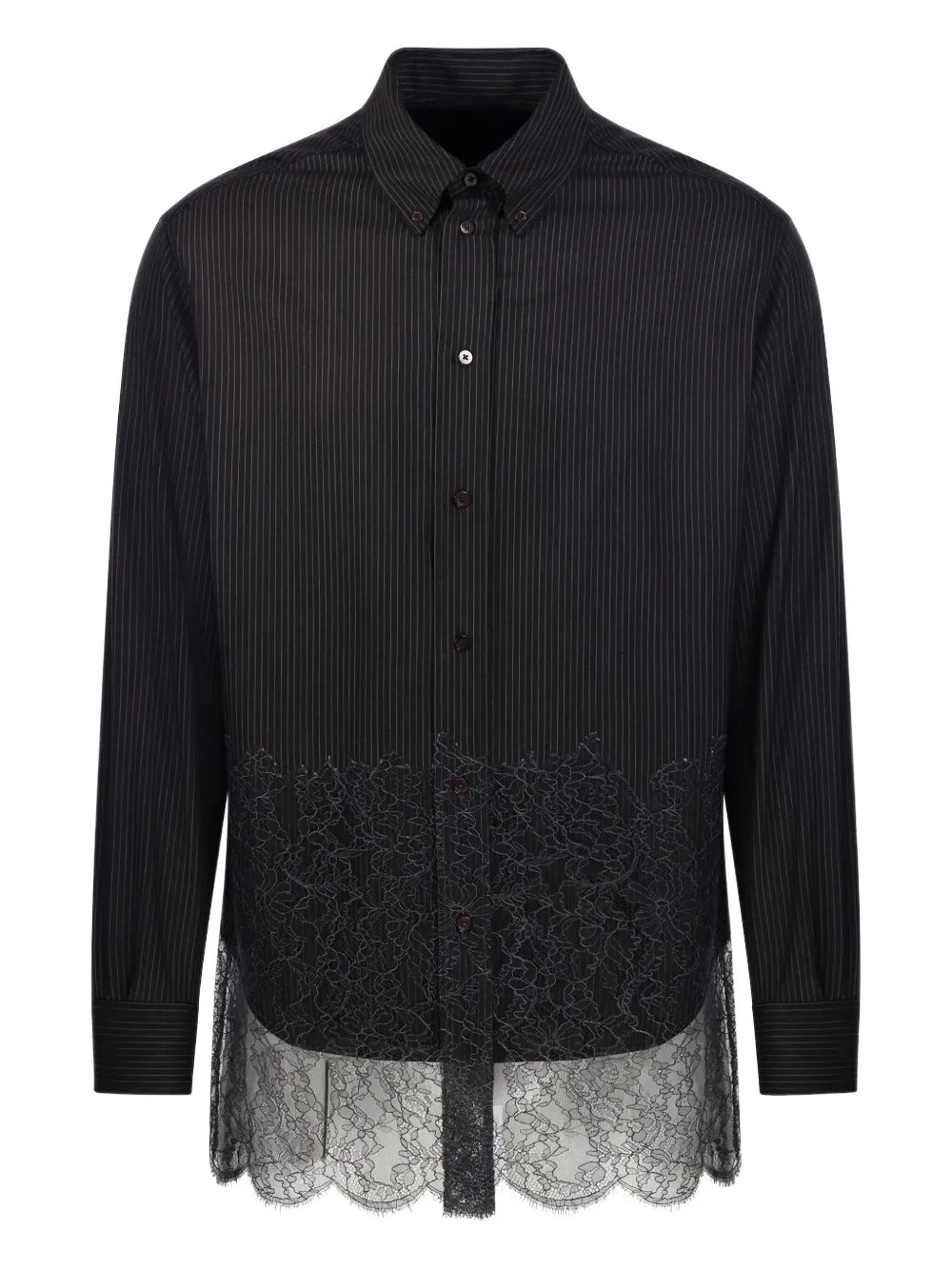 Striped lace-detailing shirt-FENDI-Verso