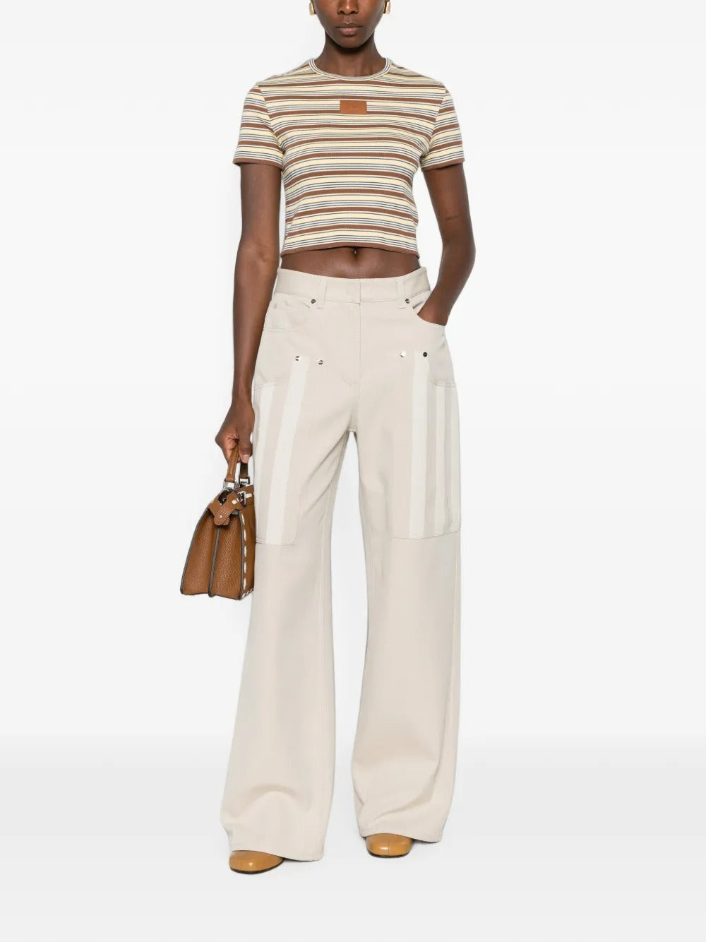 Striped logo-patch t-shirt-FENDI-Verso