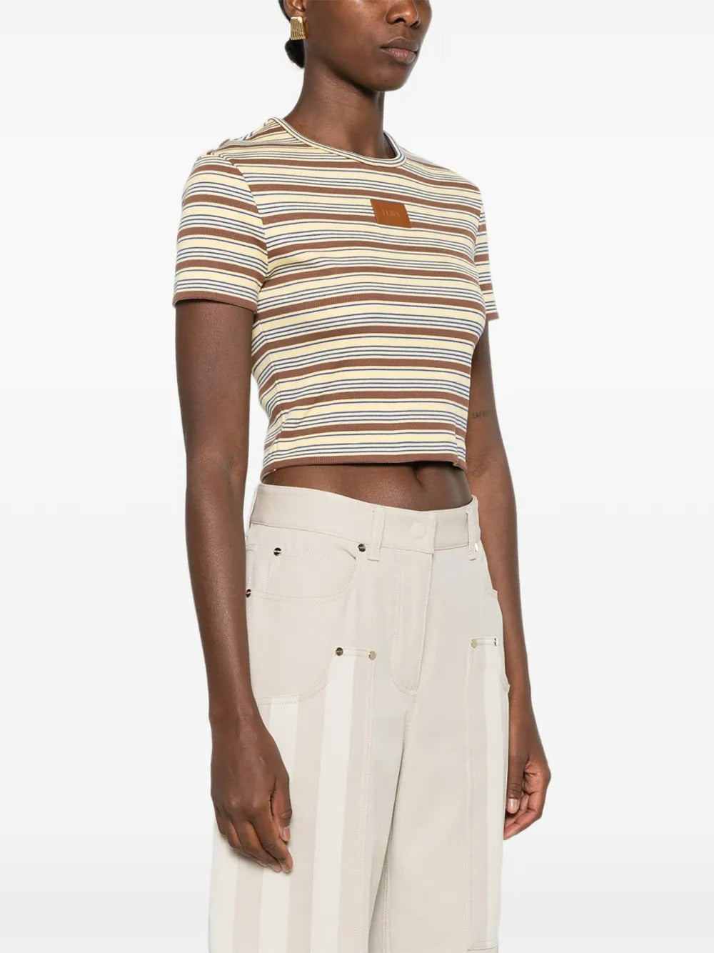 Striped logo-patch t-shirt-FENDI-Verso