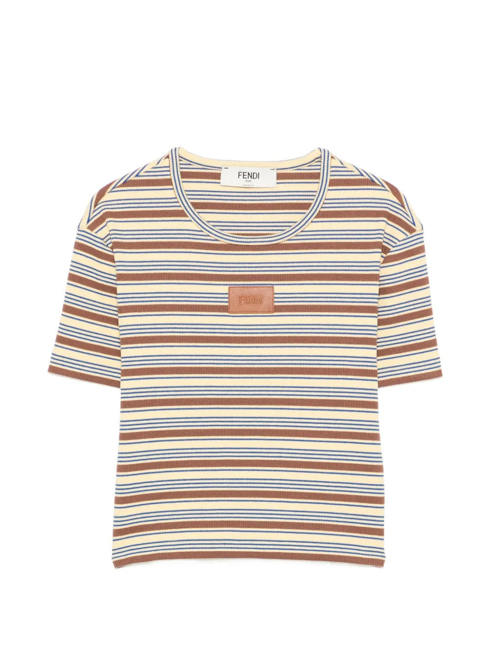 Striped logo-patch t-shirt-FENDI-Verso