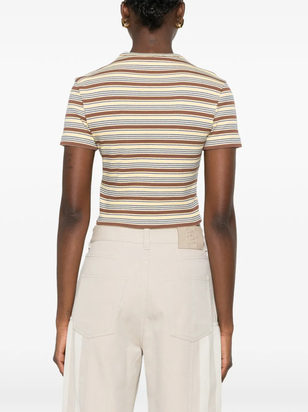 Striped logo-patch t-shirt-FENDI-Verso