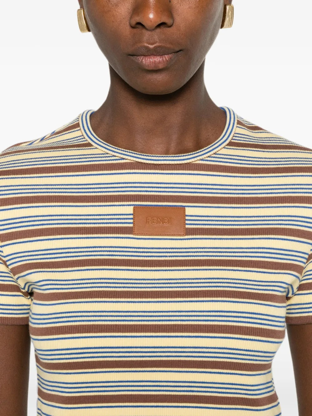 Striped logo-patch t-shirt-FENDI-Verso