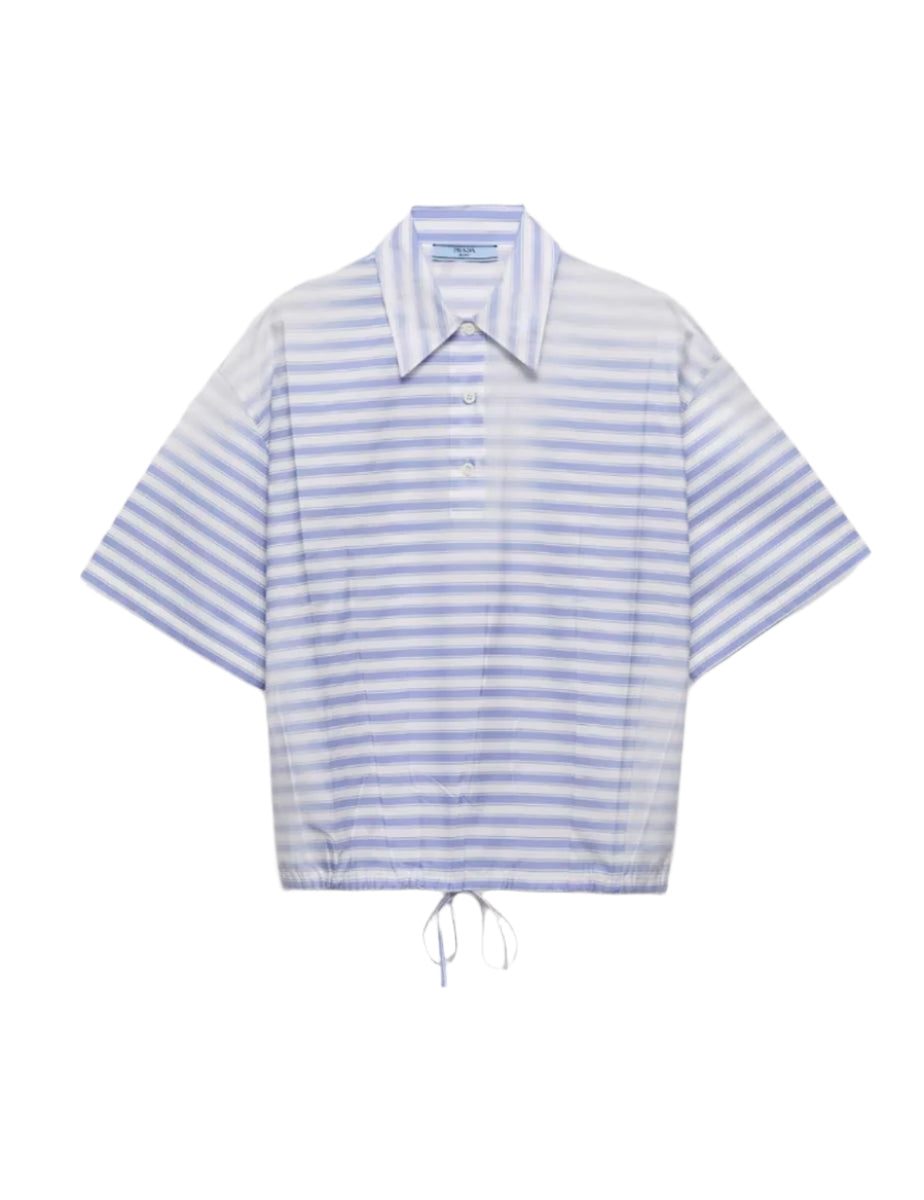 STRIPED OLD POPLIN POLO SHIRT - PRADA - Verso