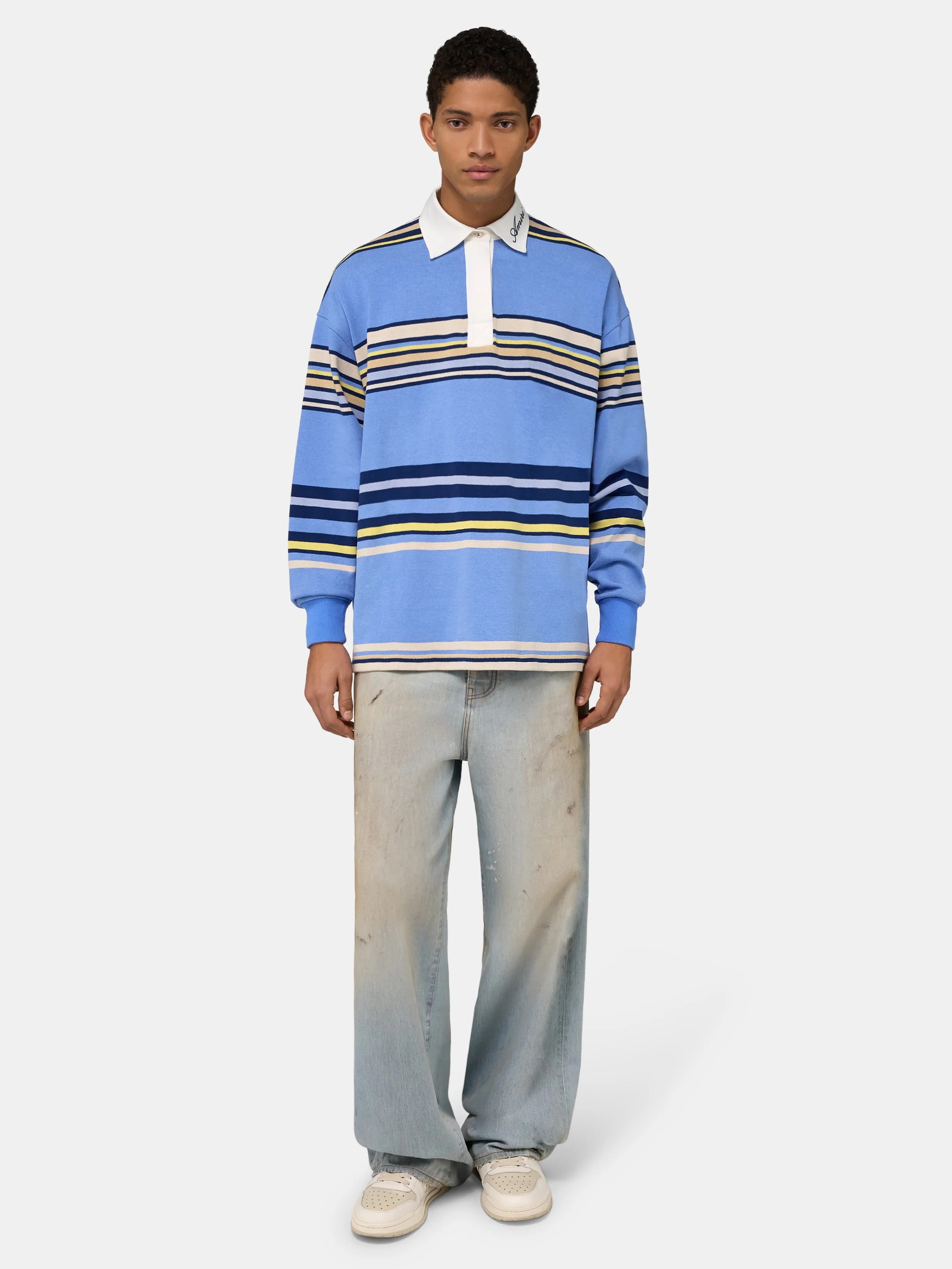 Striped oversized long sleeve polo-AMIRI-Verso