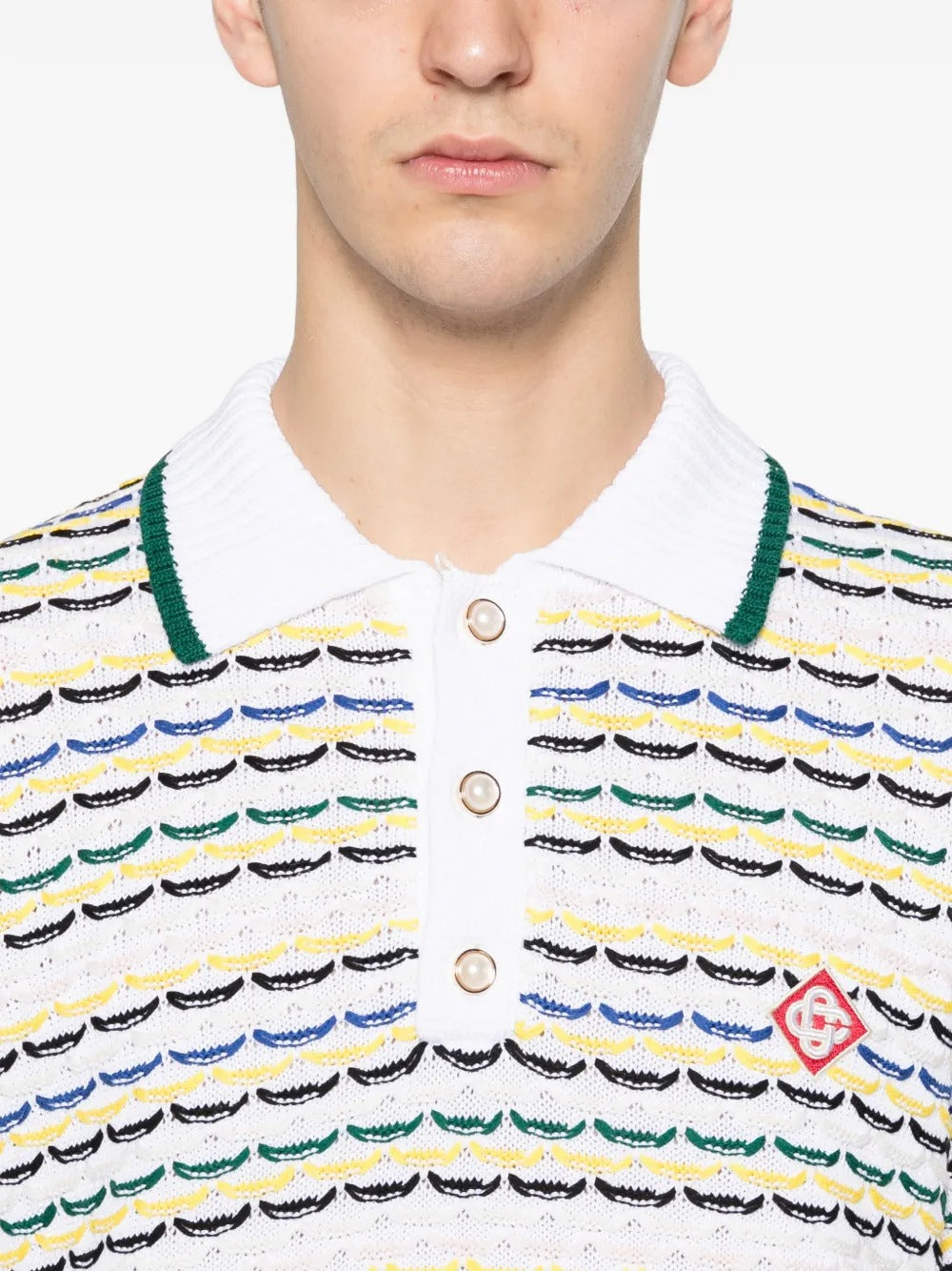 Striped-pattern knitted polo shirt-CASABLANCA-Verso