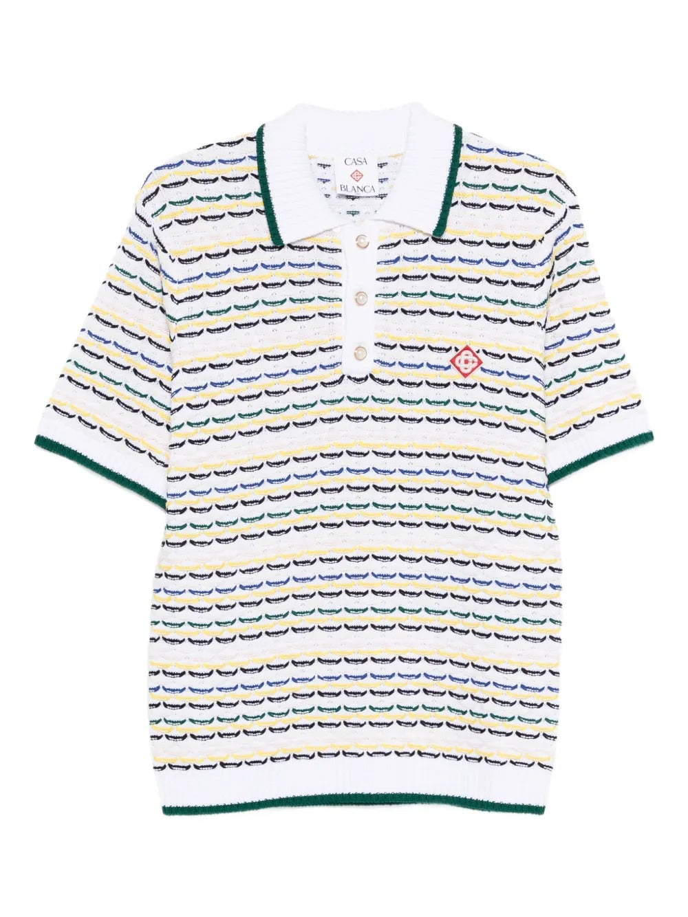 Striped-pattern knitted polo shirt-CASABLANCA-Verso