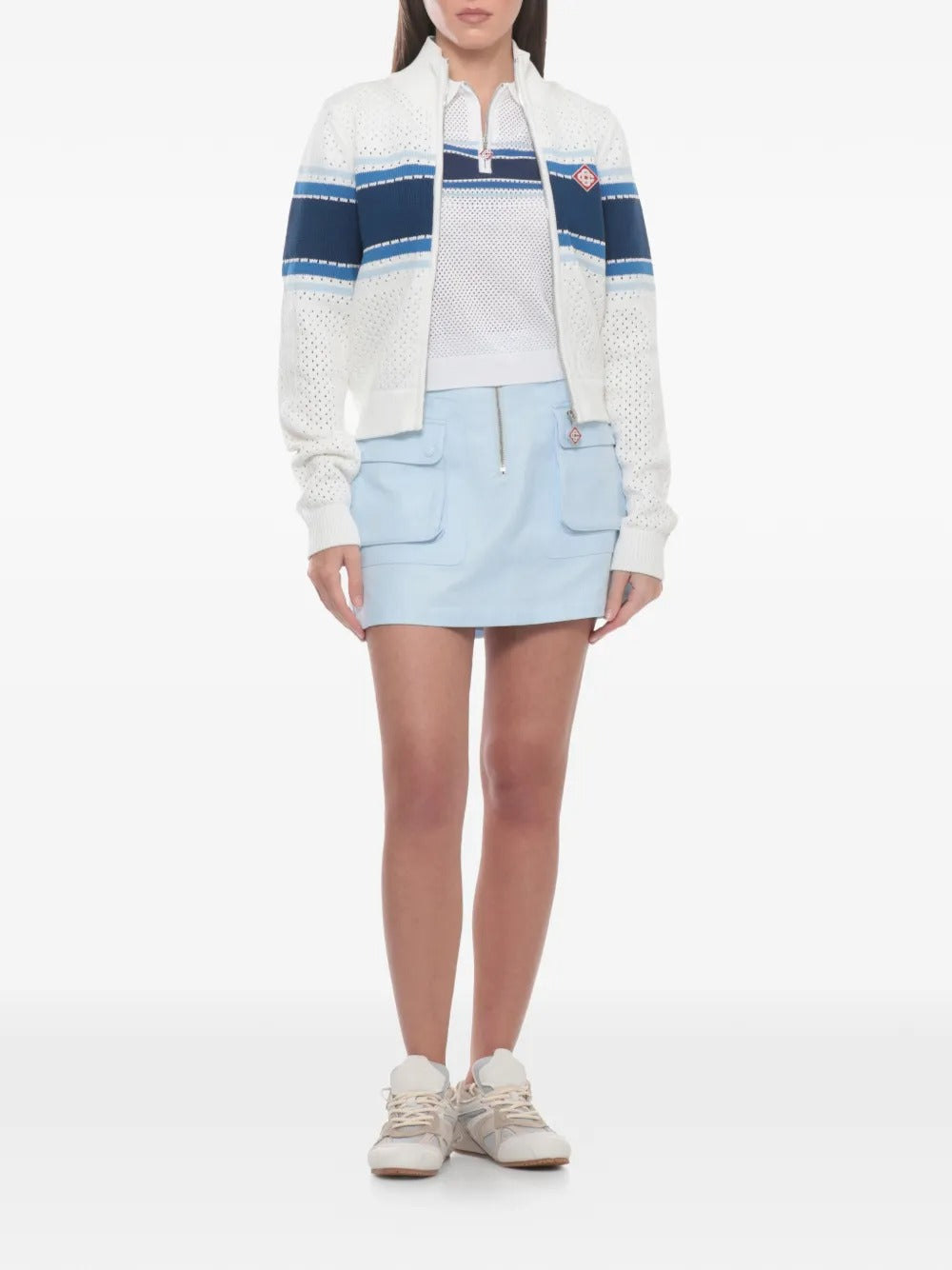Striped pointelle-knit cardigan-CASABLANCA-Verso