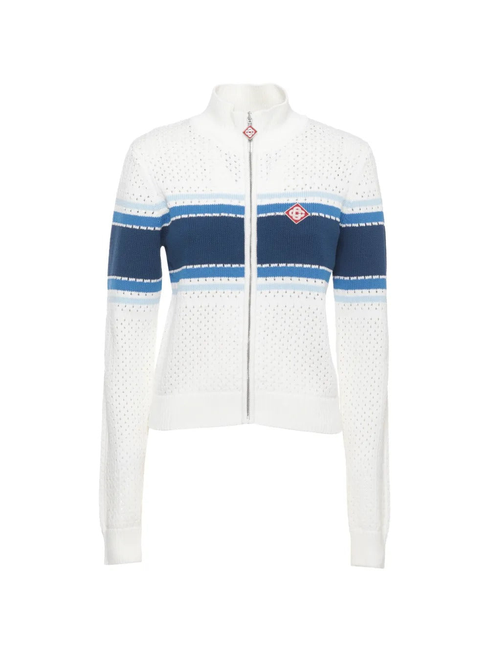 Striped pointelle-knit cardigan-CASABLANCA-Verso